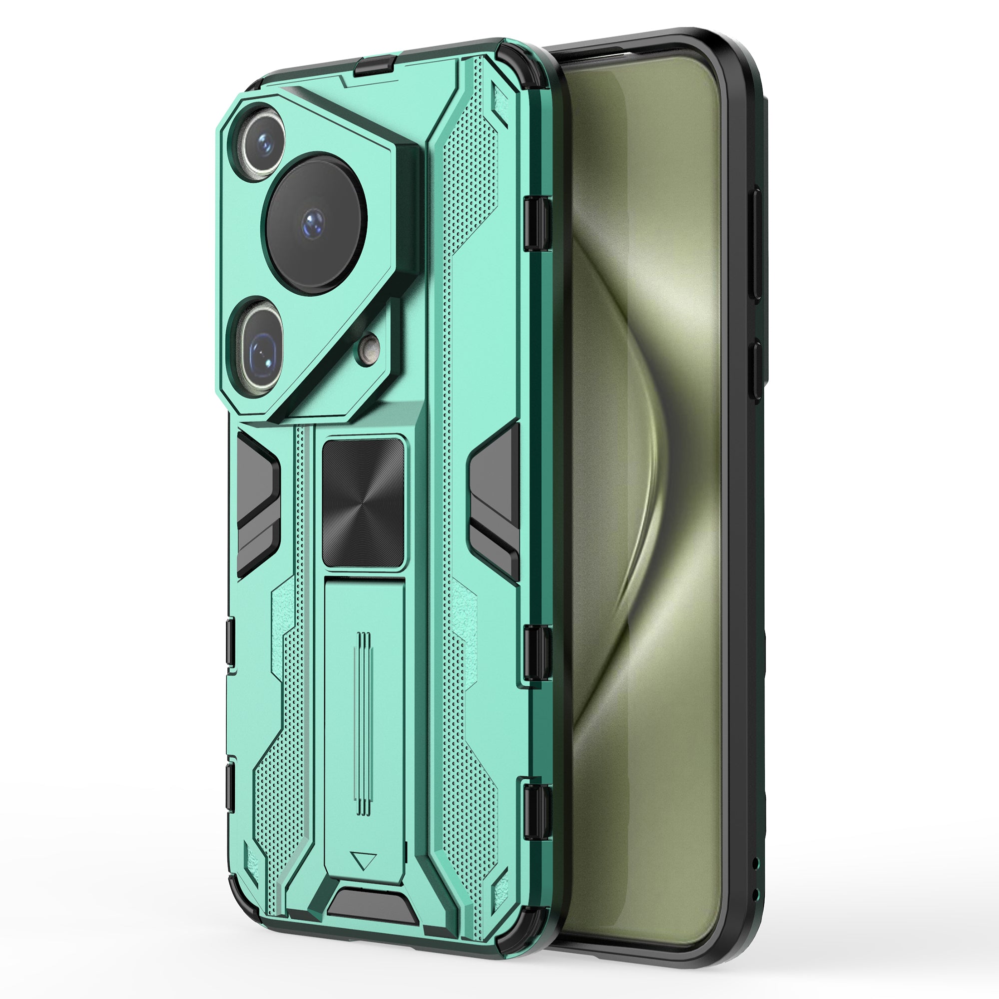 For Huawei Pura 70 Ultra Case PC + TPU Kickstand Anti-drop Phone Cover - Green