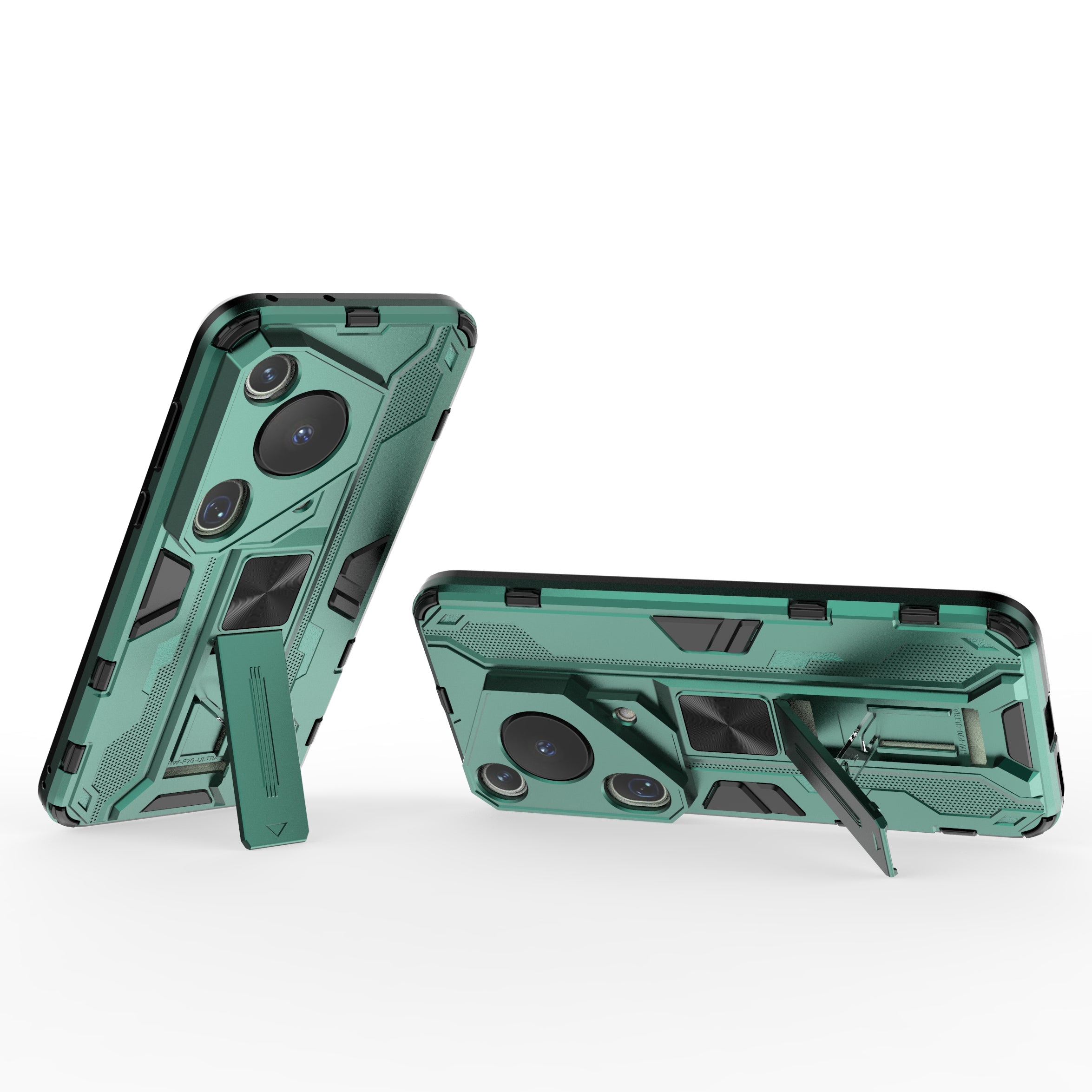 For Huawei Pura 70 Ultra Case PC + TPU Kickstand Anti-drop Phone Cover - Green