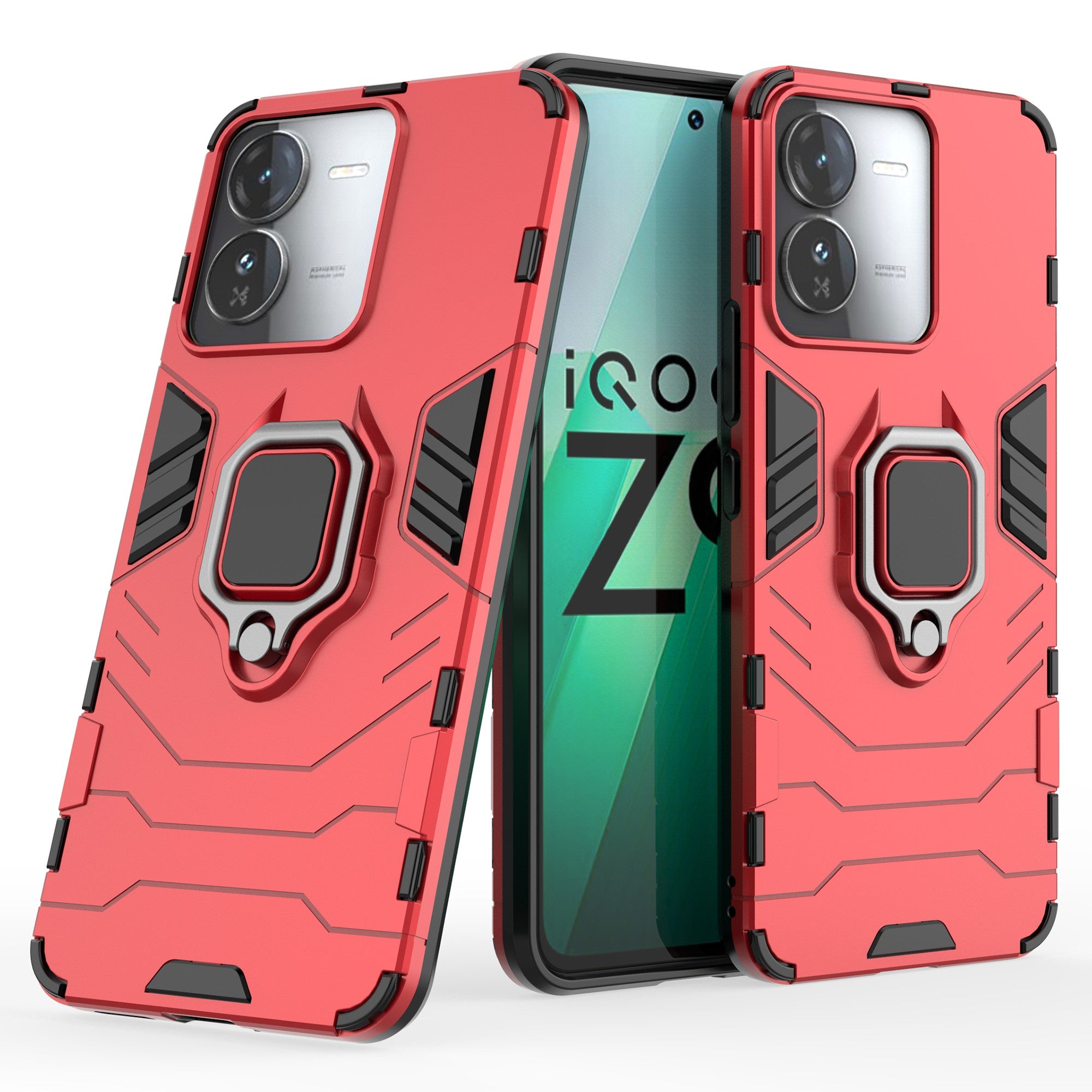 For vivo iQOO Z9 5G Kickstand Case PC+TPU Bump Proof Cell Phone Shell - Red