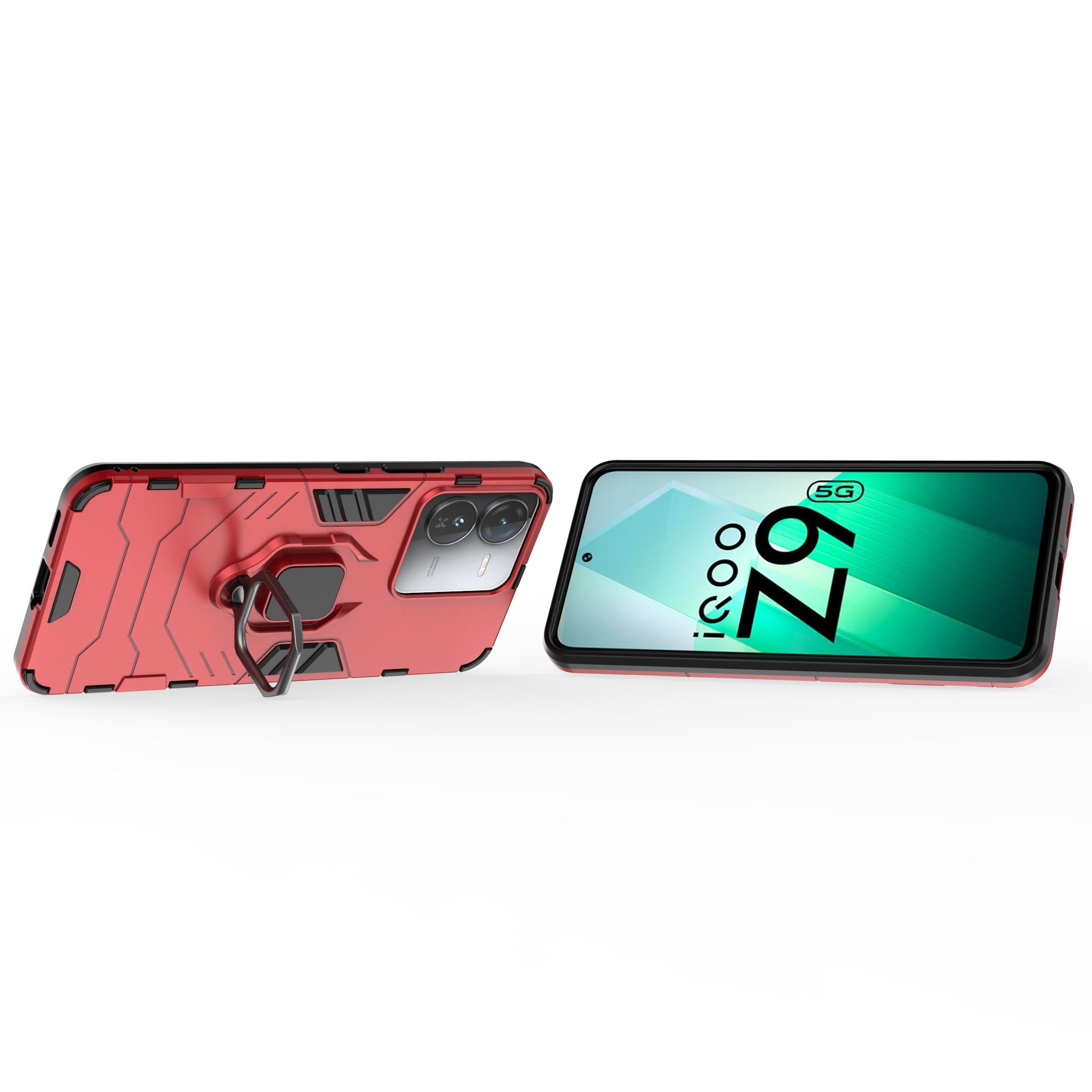 For vivo iQOO Z9 5G Kickstand Case PC+TPU Bump Proof Cell Phone Shell - Red