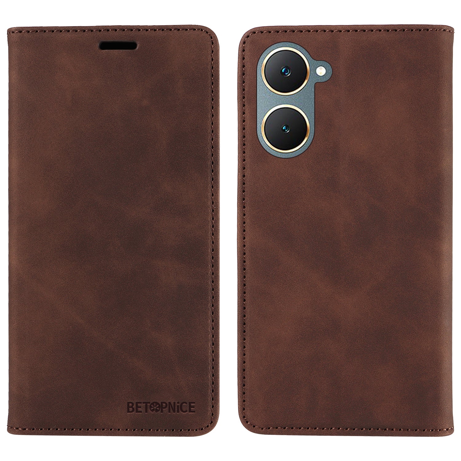 BETOPNICE 003 For vivo Y03 Case RFID Blocking Wallet Leather Flip Phone Cover - Brown