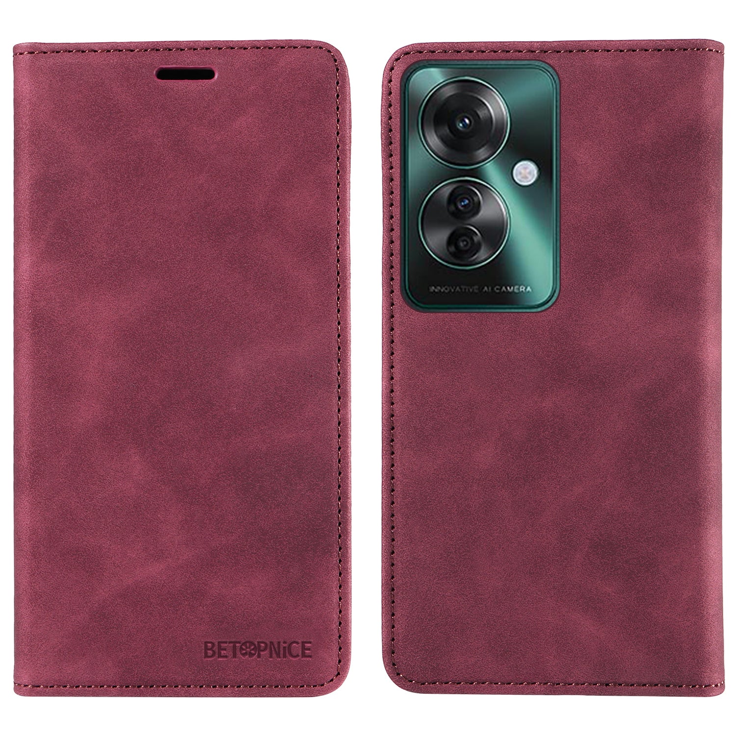BETOPNICE 003 For Oppo Reno11 F 5G / F25 Pro 5G Case RFID Blocking Leather+TPU Wallet Phone Protector - Red