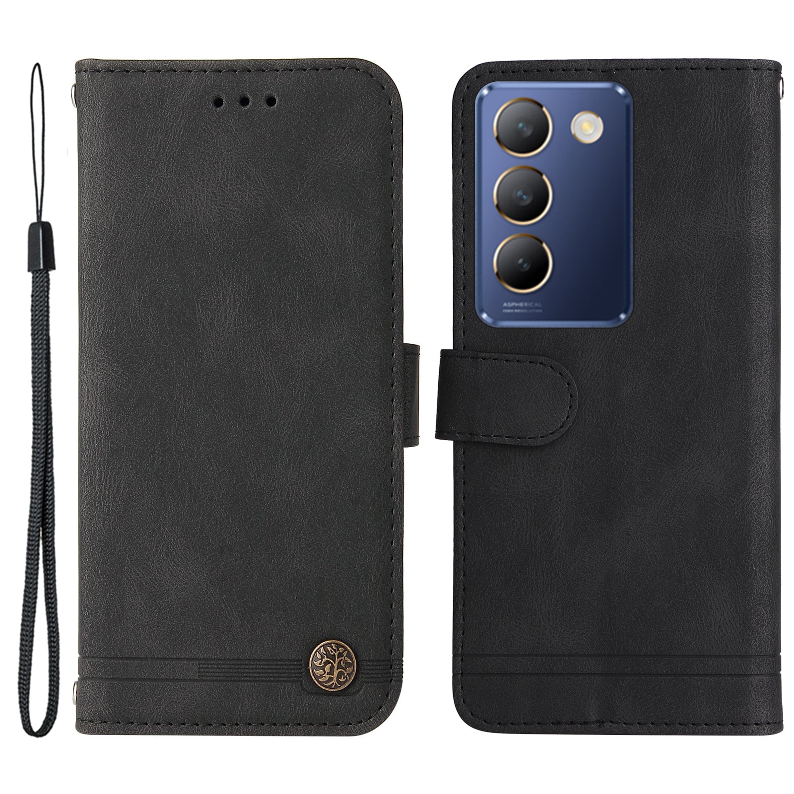 For vivo Y200e 5G / Y100 5G (Indonesia) / T3 5G (India) / V30 Lite 5G (India) Skin-touch Case Imprinted with Lines - Black