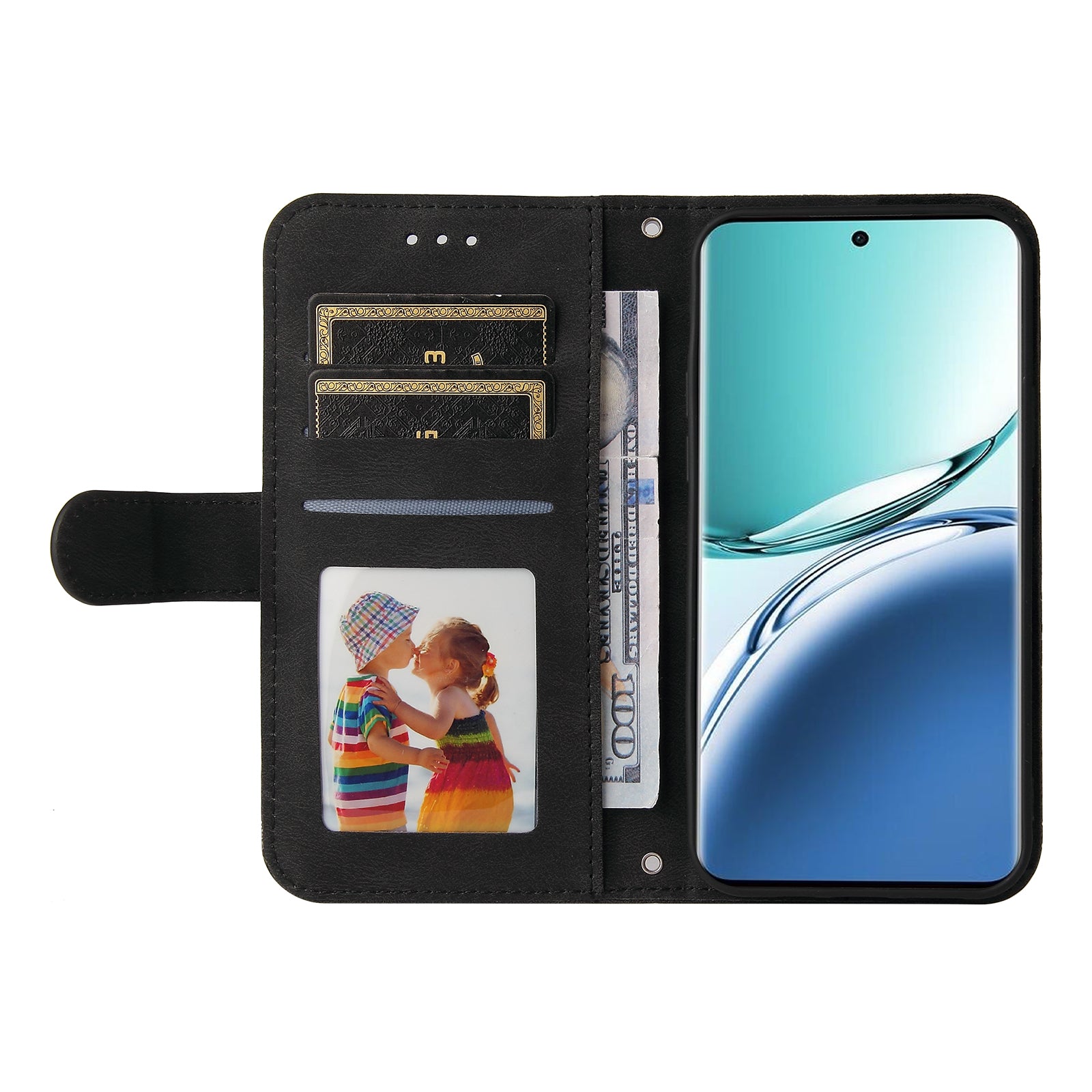 For Oppo A3 Pro 5G Magnetic Case Skin-touch Touch Stand Phone Cover - Black