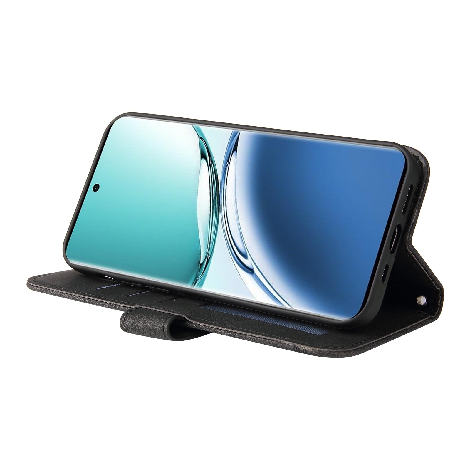 For Oppo A3 Pro 5G Magnetic Case Skin-touch Touch Stand Phone Cover - Black