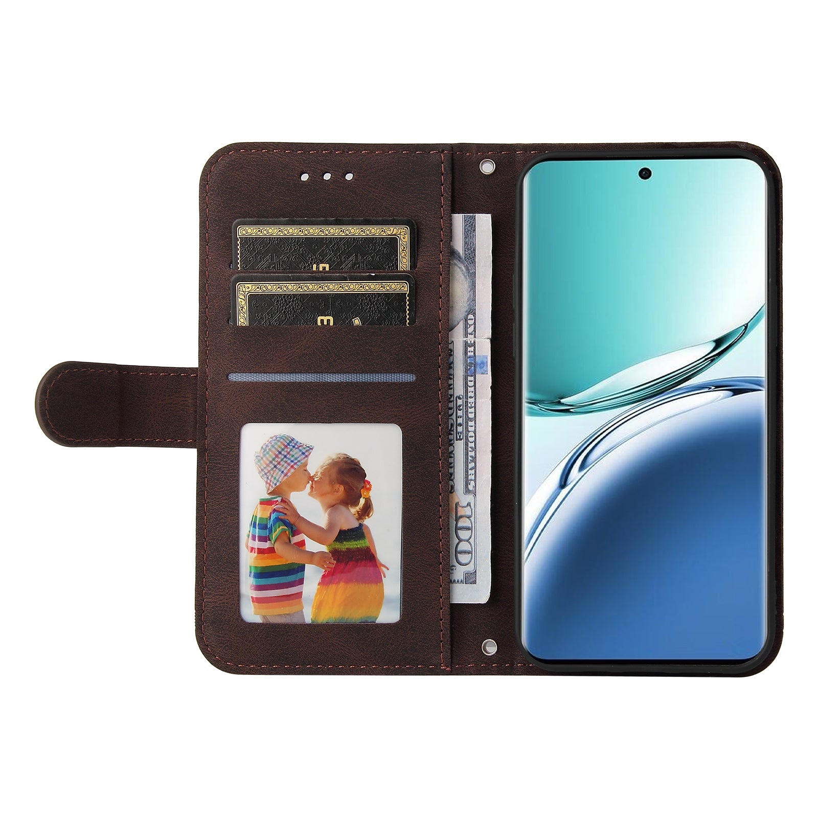 For Oppo A3 Pro 5G Magnetic Case Skin-touch Touch Stand Phone Cover - Brown