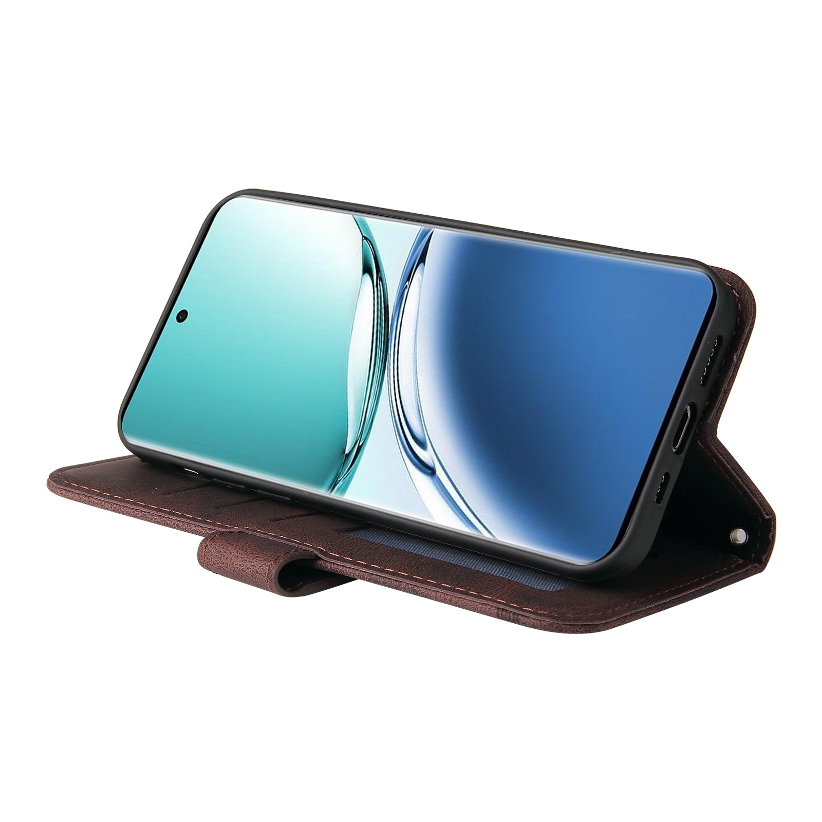 For Oppo A3 Pro 5G Magnetic Case Skin-touch Touch Stand Phone Cover - Brown