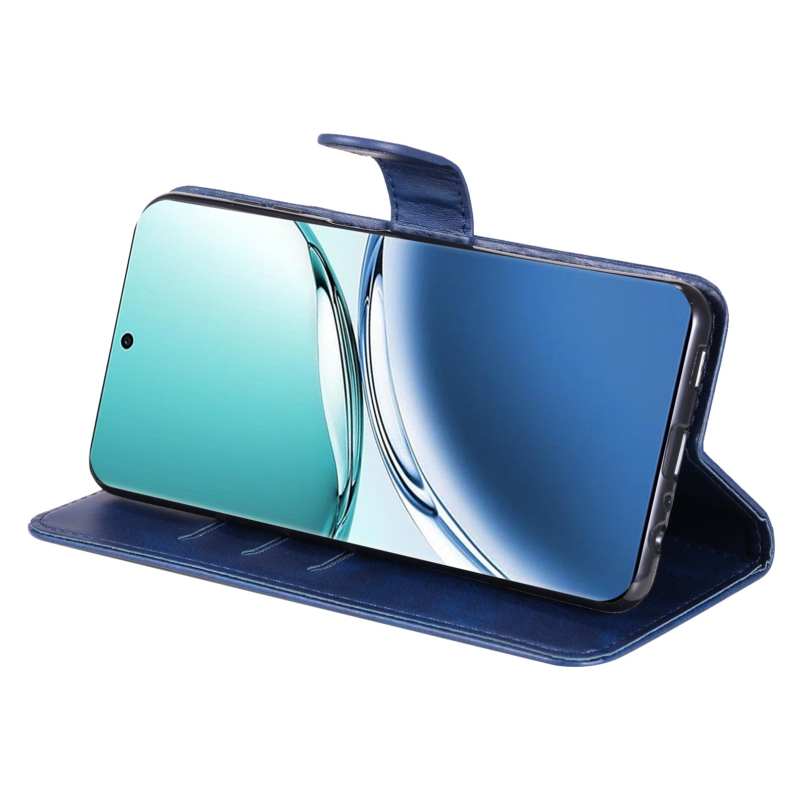 For Oppo A3 Pro 5G Case Calf Texture Zipper Pocket Stand Cell Phone Cover - Blue