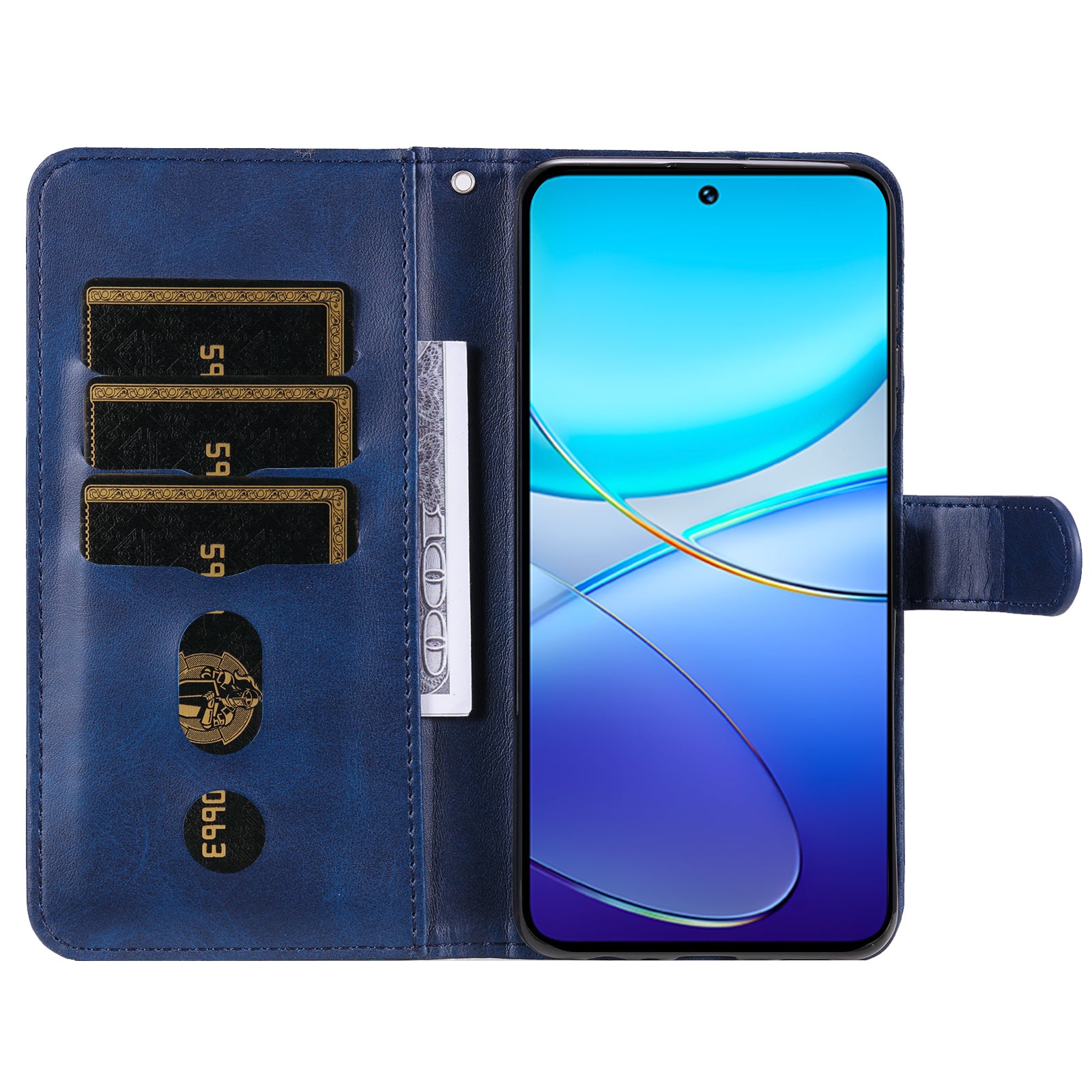 For vivo Y100 5G (Indonesia) / Y200e 5G / T3 5G / V30 Lite 4G Case Zipper Wallet Leather Phone Cover - Blue