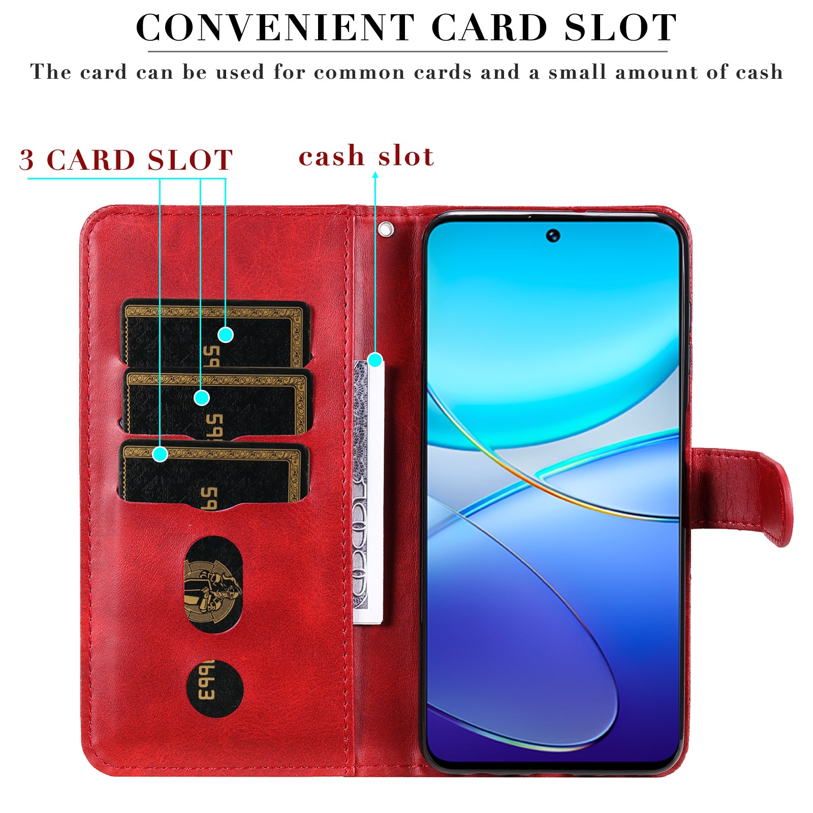 For vivo Y100 5G (Indonesia) / Y200e 5G / T3 5G / V30 Lite 4G Case Zipper Wallet Leather Phone Cover - Red