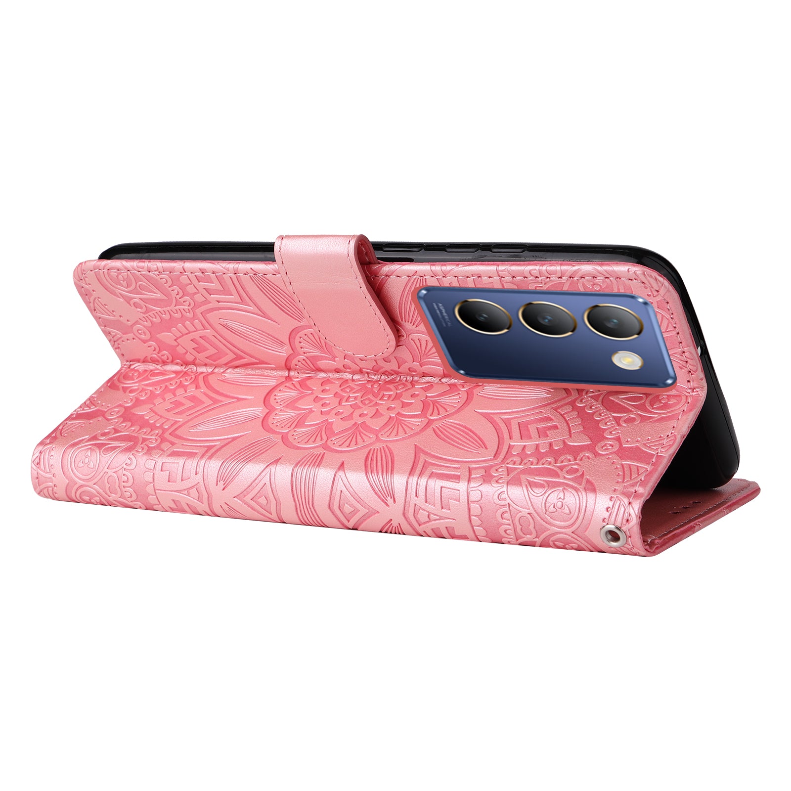 For vivo Y100 5G (Indonesia) / Y200e 5G / T3 5G (India) / V30 Lite 5G (India) Magnetic Phone Case Imprinted Wallet Cover - Pink