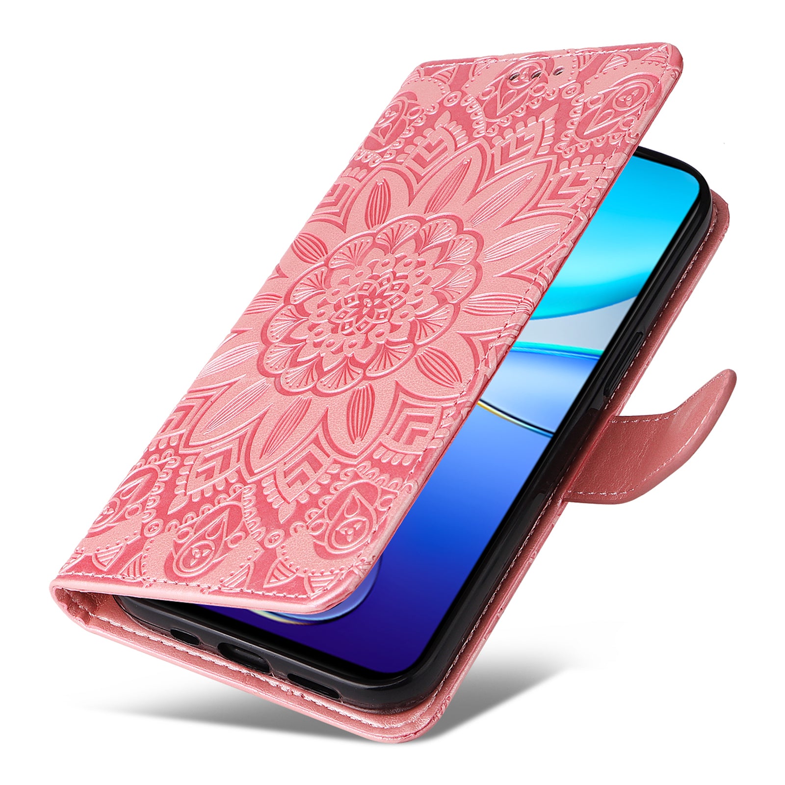 For vivo Y100 5G (Indonesia) / Y200e 5G / T3 5G (India) / V30 Lite 5G (India) Magnetic Phone Case Imprinted Wallet Cover - Pink