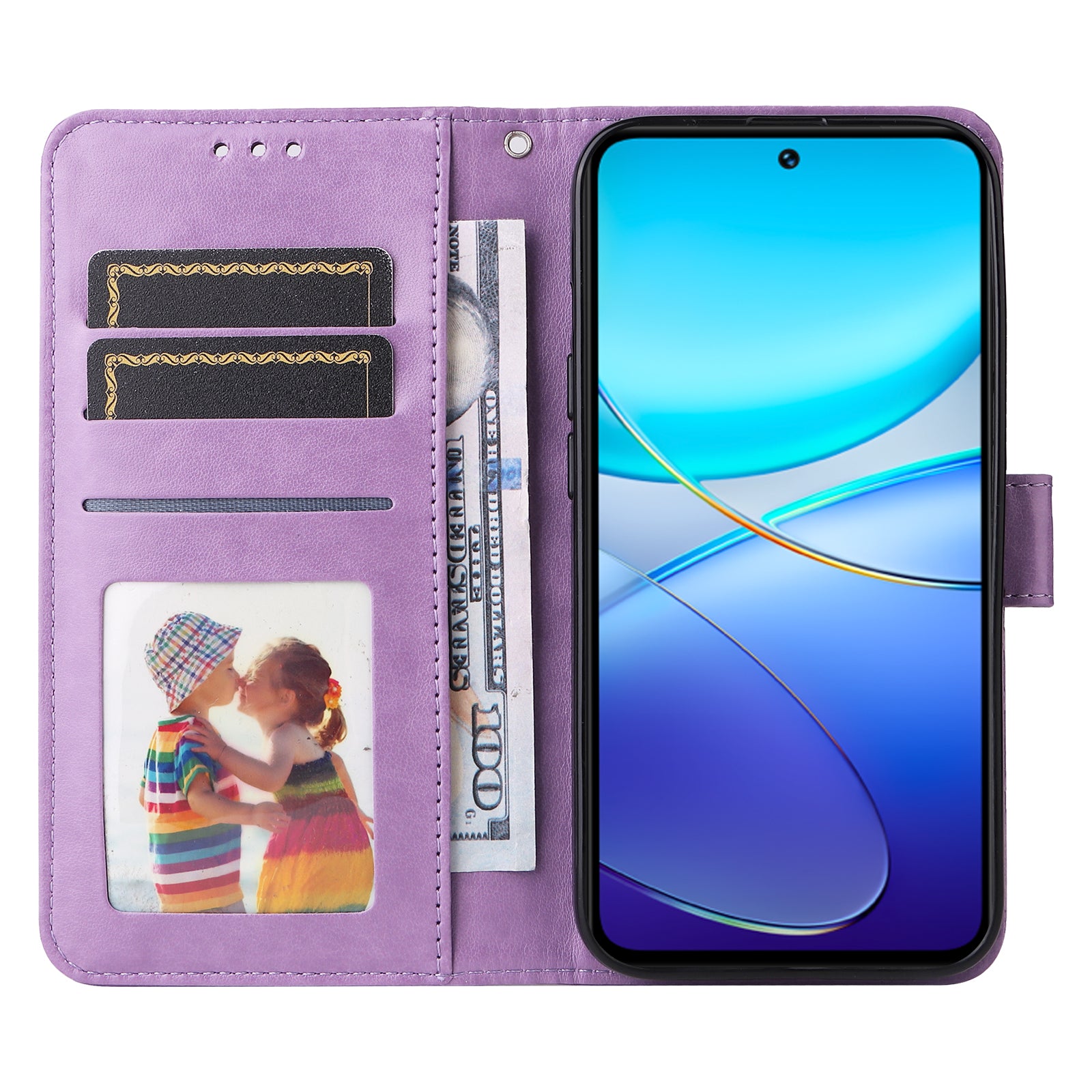 For vivo Y100 5G (Indonesia) / Y200e 5G / T3 5G (India) / V30 Lite 5G (India) Magnetic Phone Case Imprinted Wallet Cover - Purple