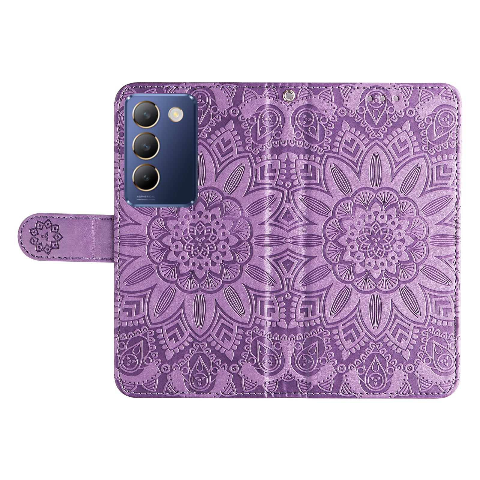 For vivo Y100 5G (Indonesia) / Y200e 5G / T3 5G (India) / V30 Lite 5G (India) Magnetic Phone Case Imprinted Wallet Cover - Purple