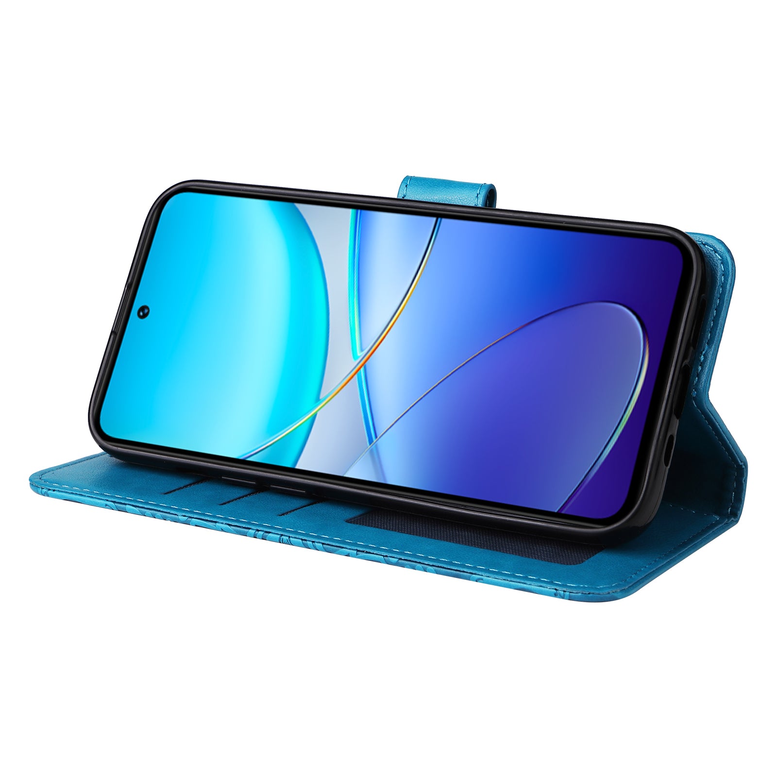 For vivo Y100 5G (Indonesia) / Y200e 5G / T3 5G (India) / V30 Lite 5G (India) Magnetic Phone Case Imprinted Wallet Cover - Blue