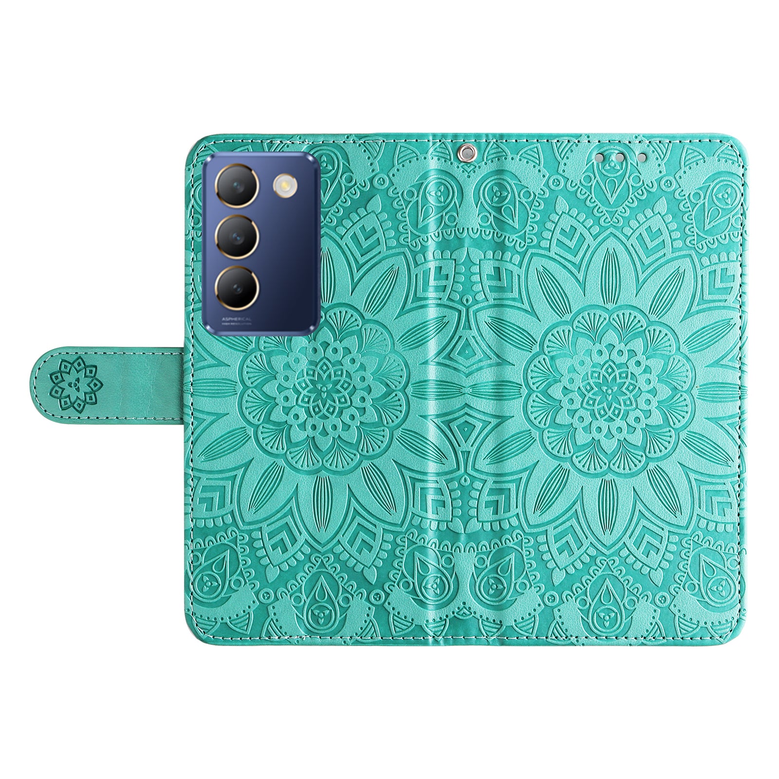 For vivo Y100 5G (Indonesia) / Y200e 5G / T3 5G (India) / V30 Lite 5G (India) Magnetic Phone Case Imprinted Wallet Cover - Green