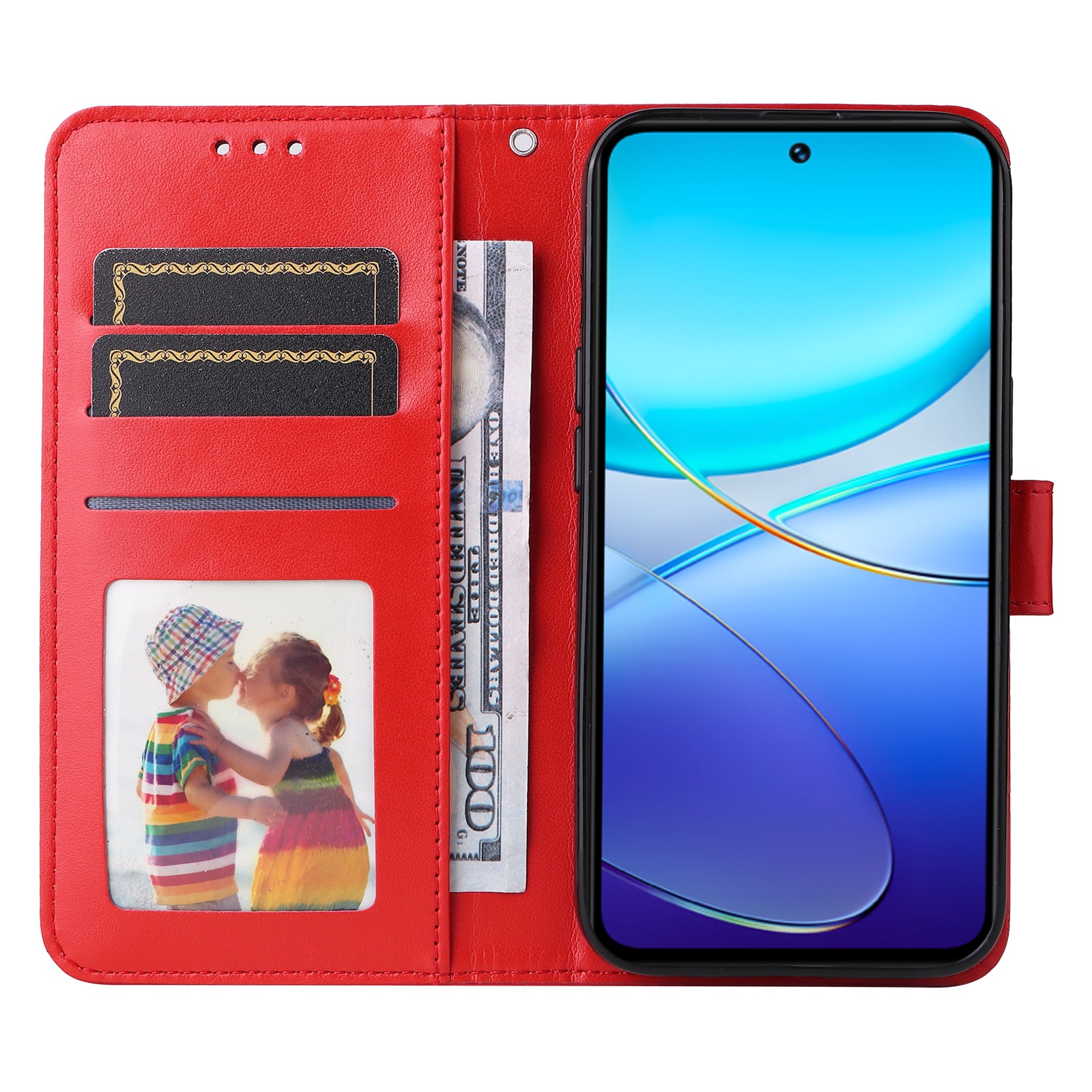 For vivo Y100 5G (Indonesia) / Y200e 5G / T3 5G (India) / V30 Lite 5G (India) Magnetic Phone Case Imprinted Wallet Cover - Red