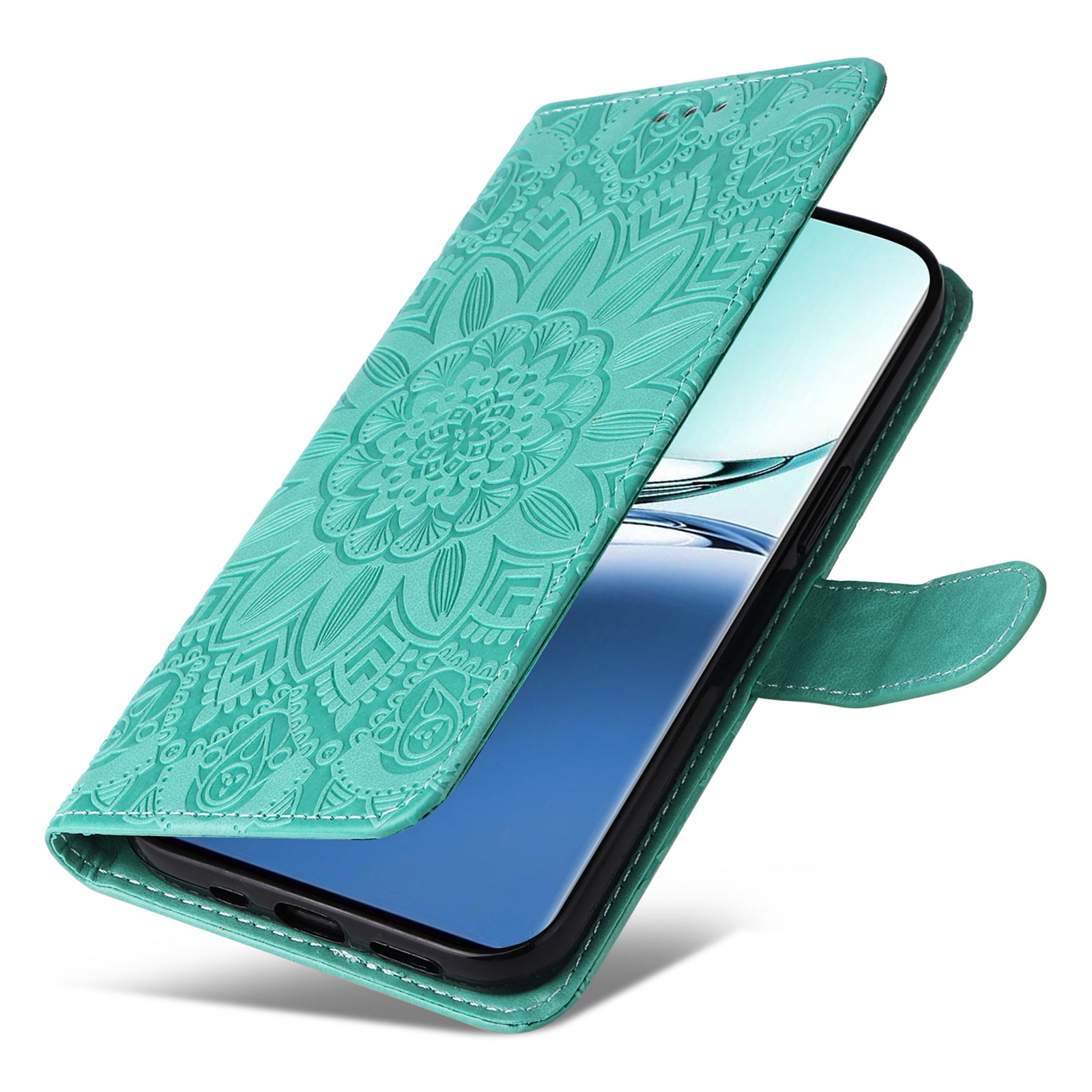 For Oppo A3 Pro 5G Case Imprinted PU Leather Wallet Magnetic Clasp Phone Cover - Green
