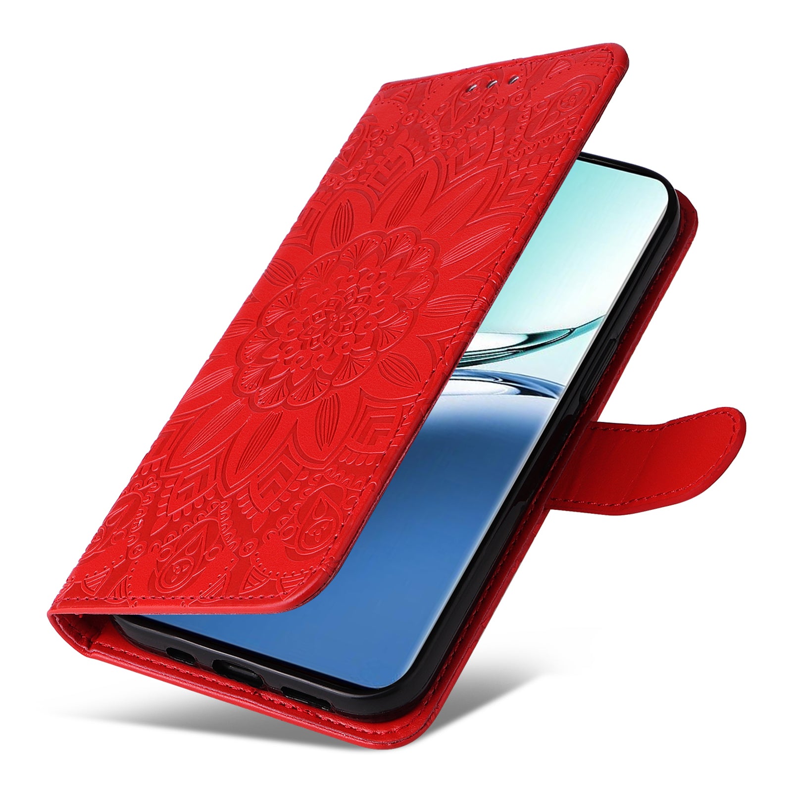 For Oppo A3 Pro 5G Case Imprinted PU Leather Wallet Magnetic Clasp Phone Cover - Red