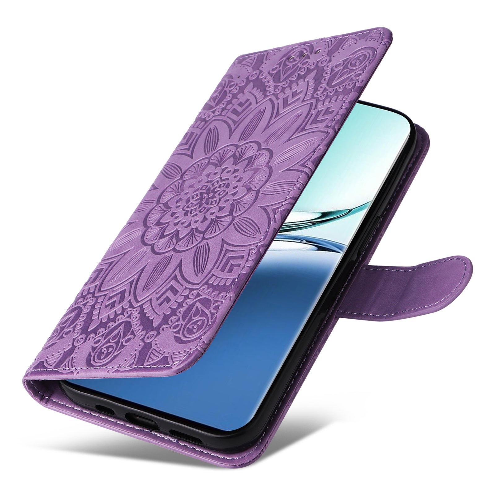 For Oppo A3 Pro 5G Case Imprinted PU Leather Wallet Magnetic Clasp Phone Cover - Purple