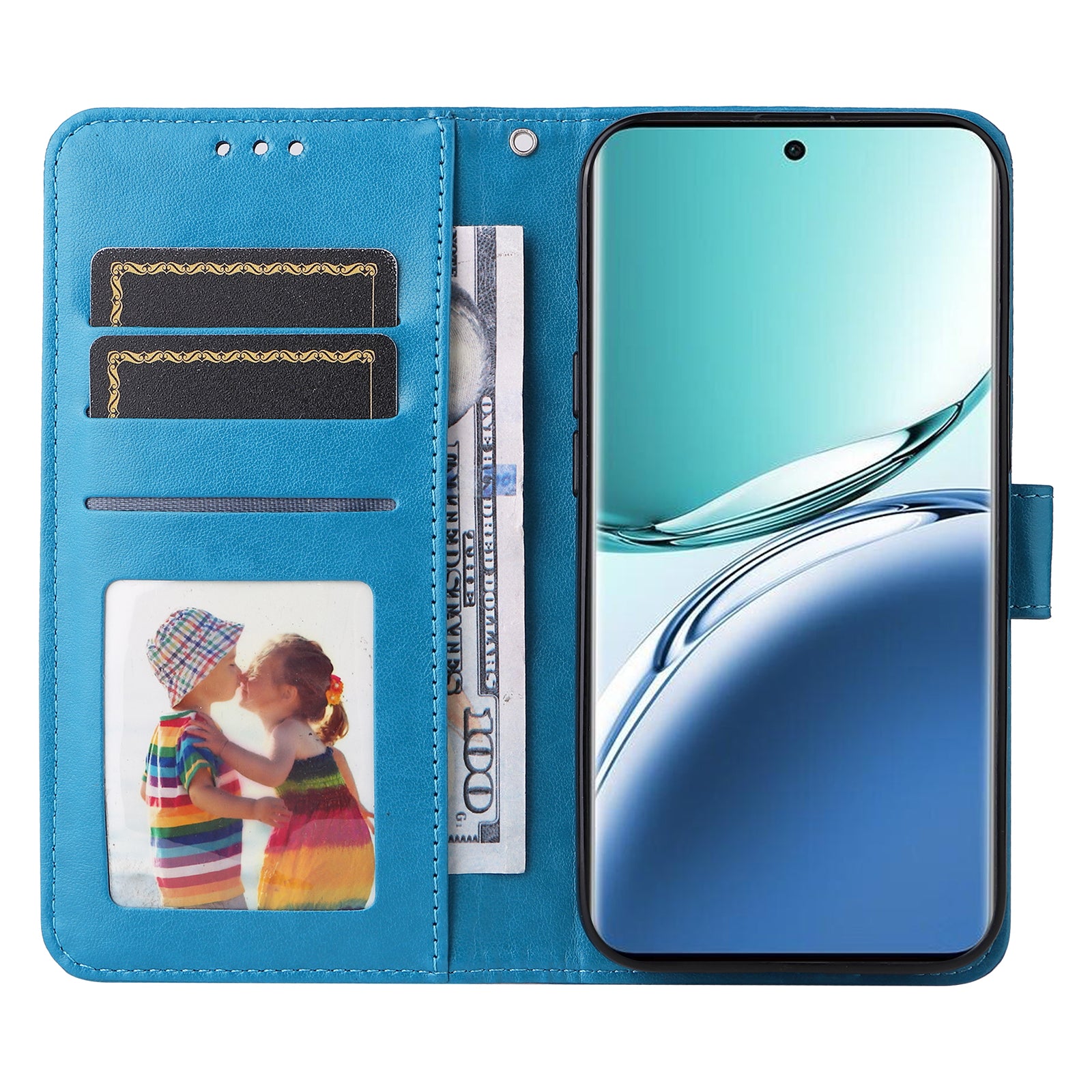 For Oppo A3 Pro 5G Case Imprinted PU Leather Wallet Magnetic Clasp Phone Cover - Blue