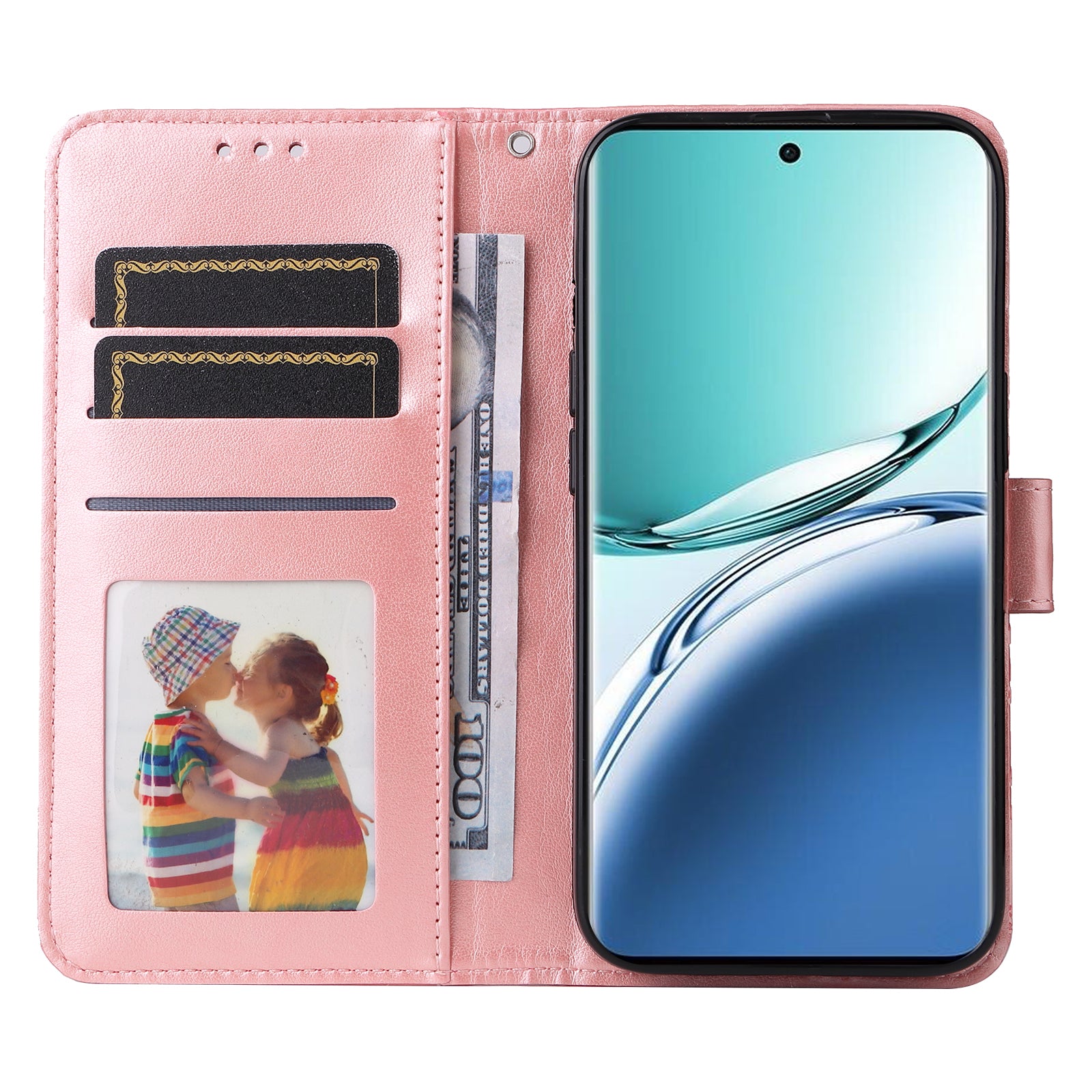 For Oppo A3 Pro 5G Case Imprinted PU Leather Wallet Magnetic Clasp Phone Cover - Pink