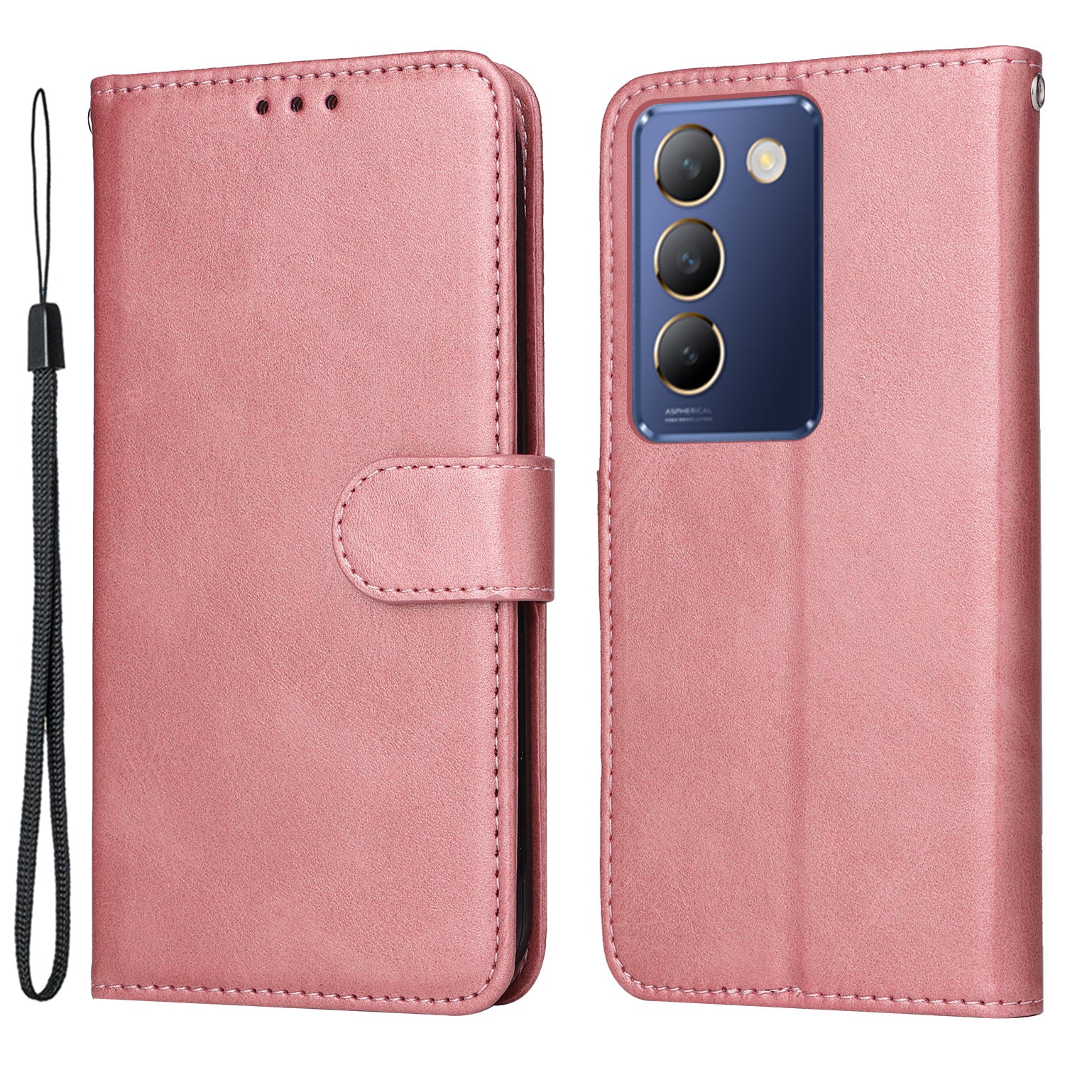 For vivo Y100 5G (Indonesia) / Y200e 5G / T3 5G (India) / V30 Lite 5G (India) Magnetic Case Leather Viewing Stand Phone Cover - Pink