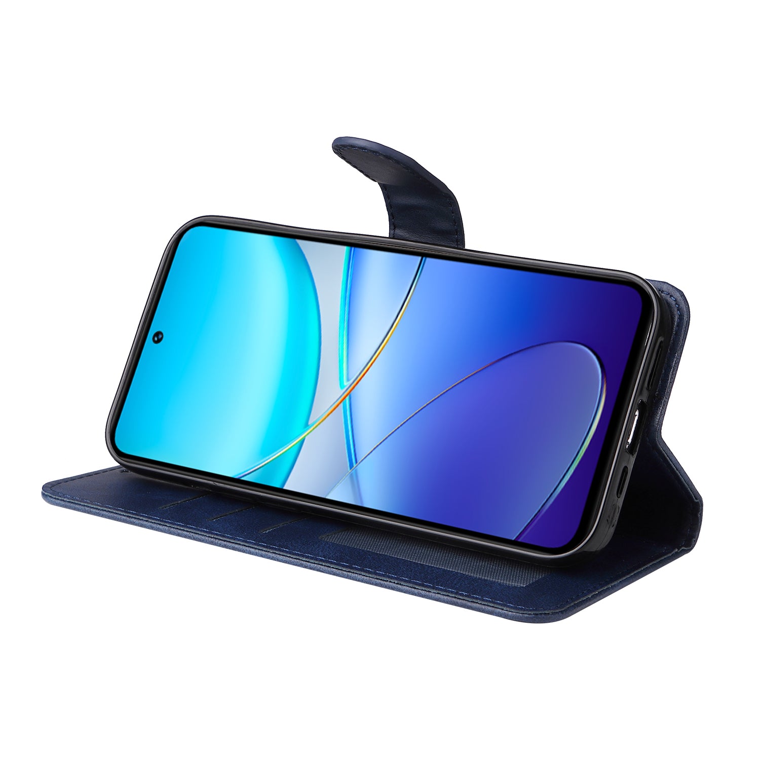 For vivo Y100 5G (Indonesia) / Y200e 5G / T3 5G (India) / V30 Lite 5G (India) Magnetic Case Leather Viewing Stand Phone Cover - Blue