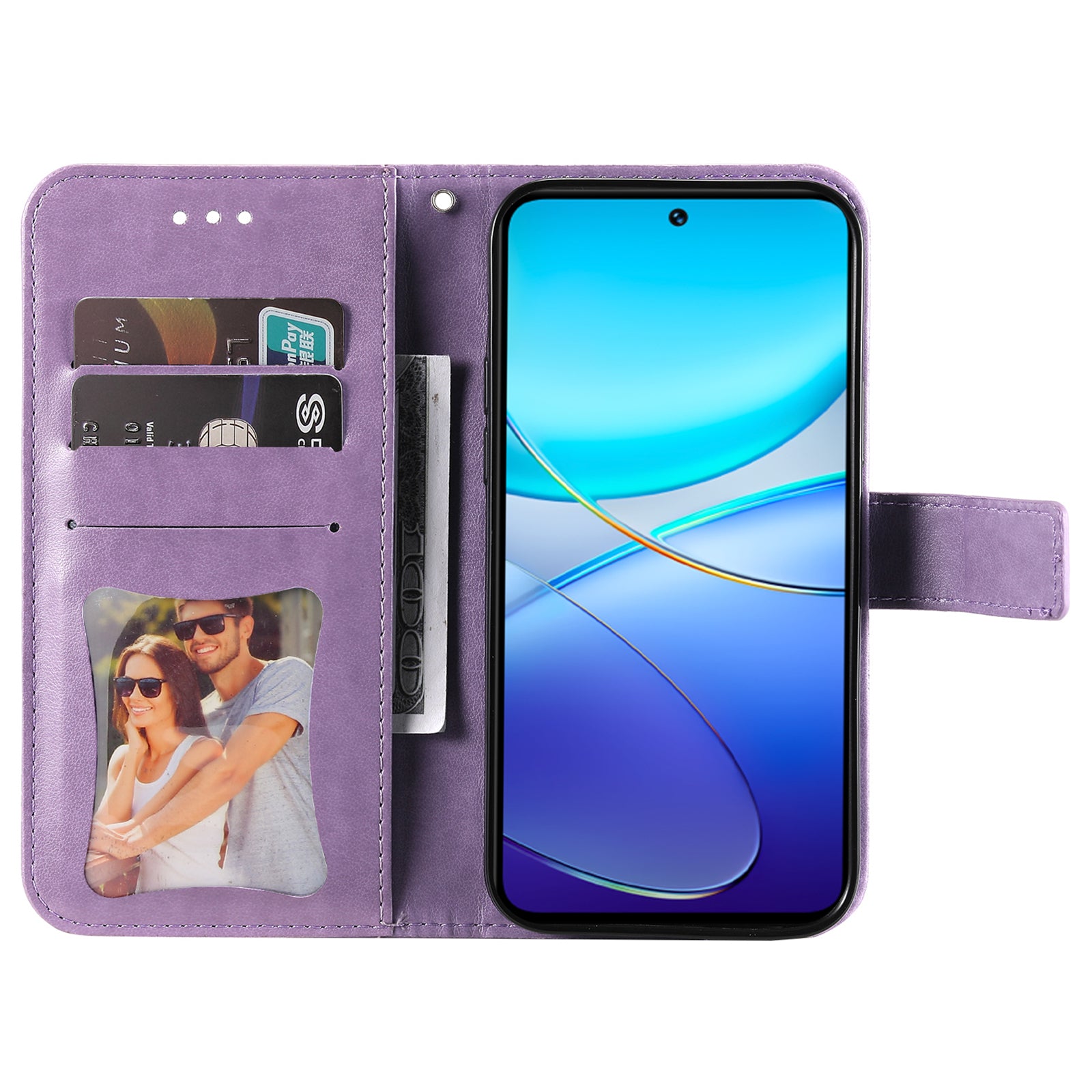 For vivo Y100 5G (Indonesia) / Y200e 5G / T3 5G / V30 Lite 4G Leather Wallet Case Flower Phone Cover - Purple