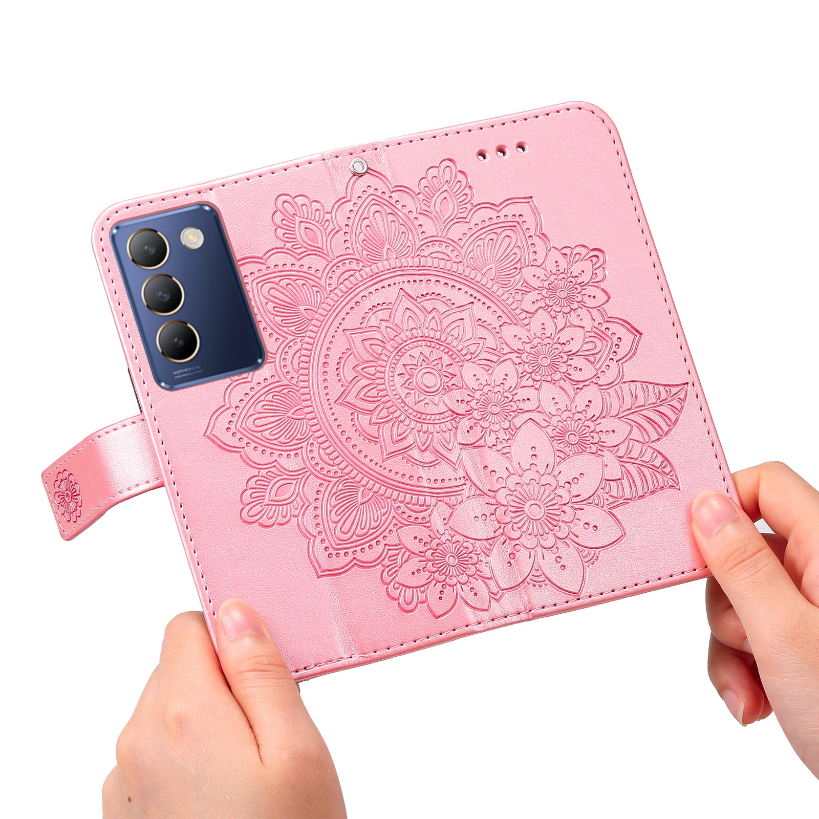 For vivo Y100 5G (Indonesia) / Y200e 5G / T3 5G / V30 Lite 4G Leather Wallet Case Flower Phone Cover - Pink
