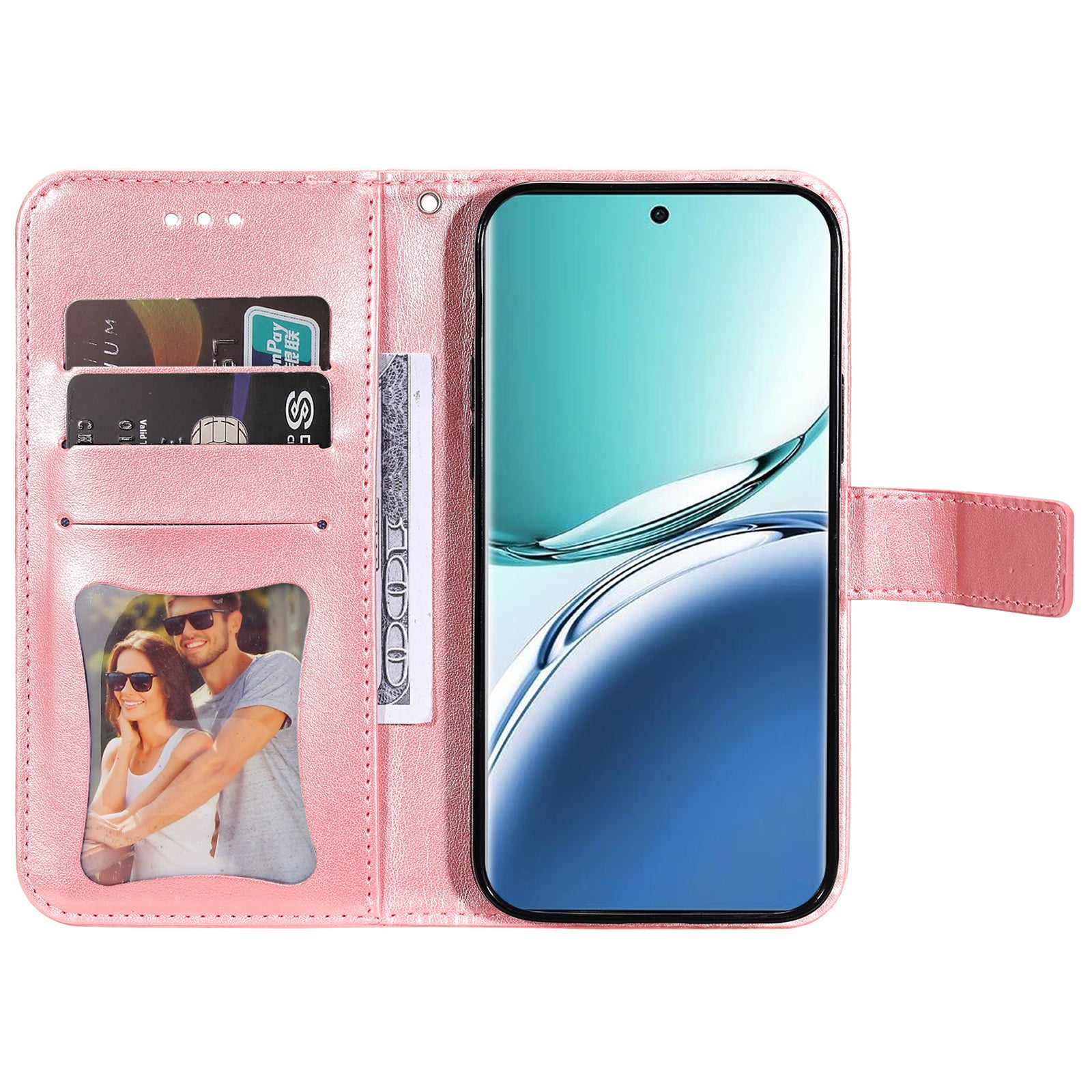 For Oppo A3 Pro 5G Wallet Case Flower Pattern PU Leather Phone Cover with Magnetic Clasp - Pink