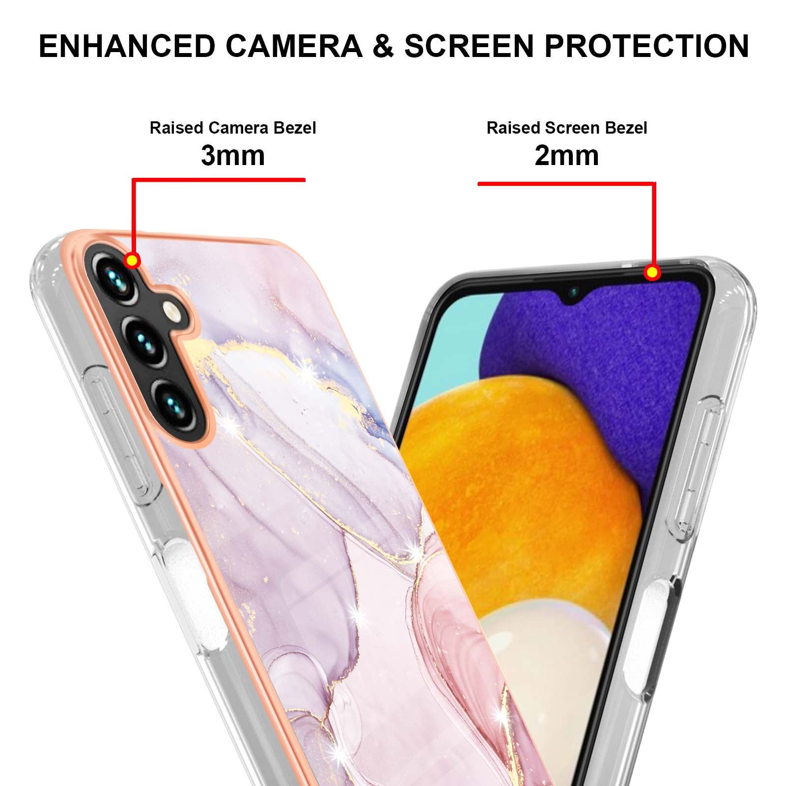 YB IMD Series-2 For Samsung Galaxy A55 5G Case Marble Pattern IMD TPU Phone Shell - Rose Gold 005