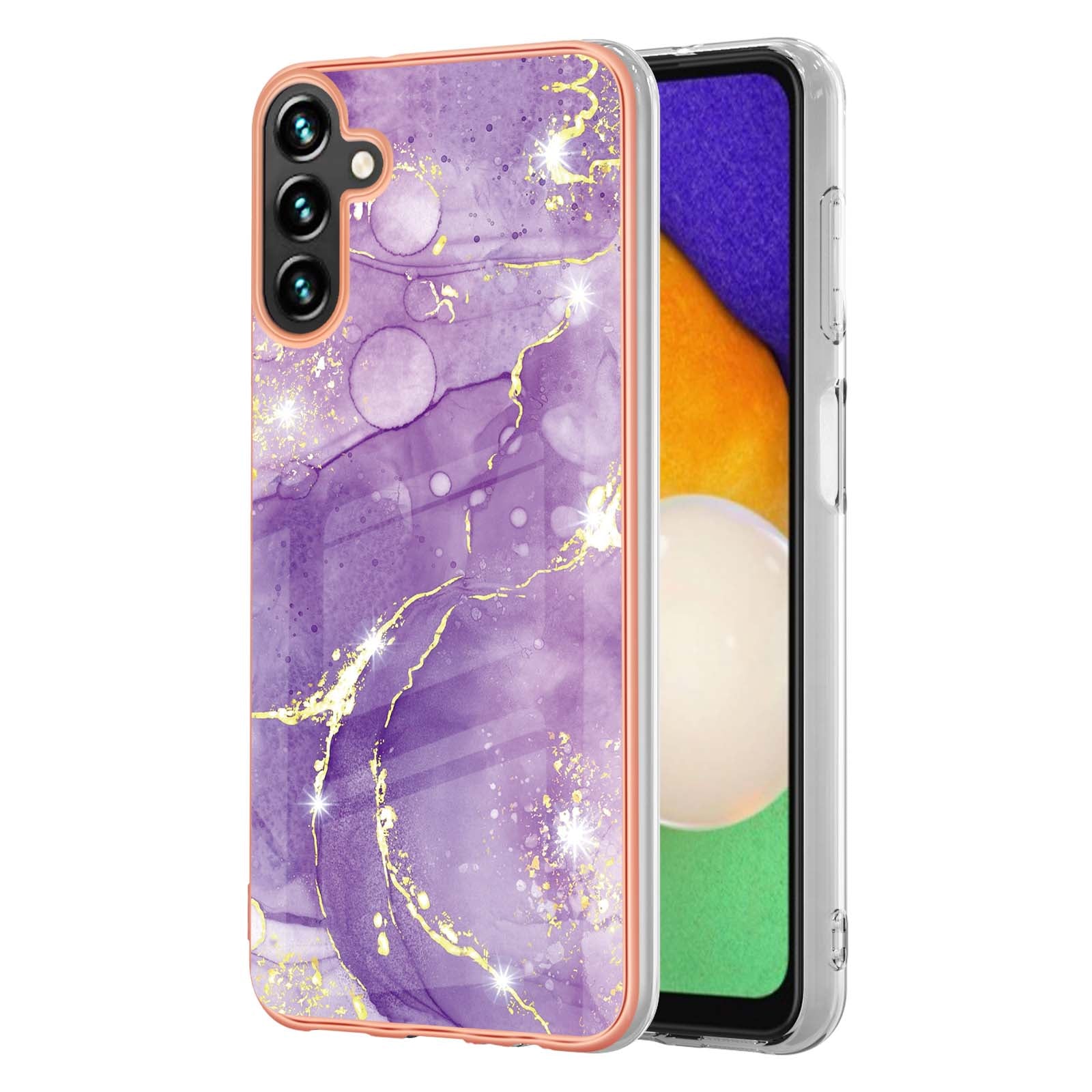 YB IMD Series-2 For Samsung Galaxy A55 5G Case Marble Pattern IMD TPU Phone Shell - Purple 002