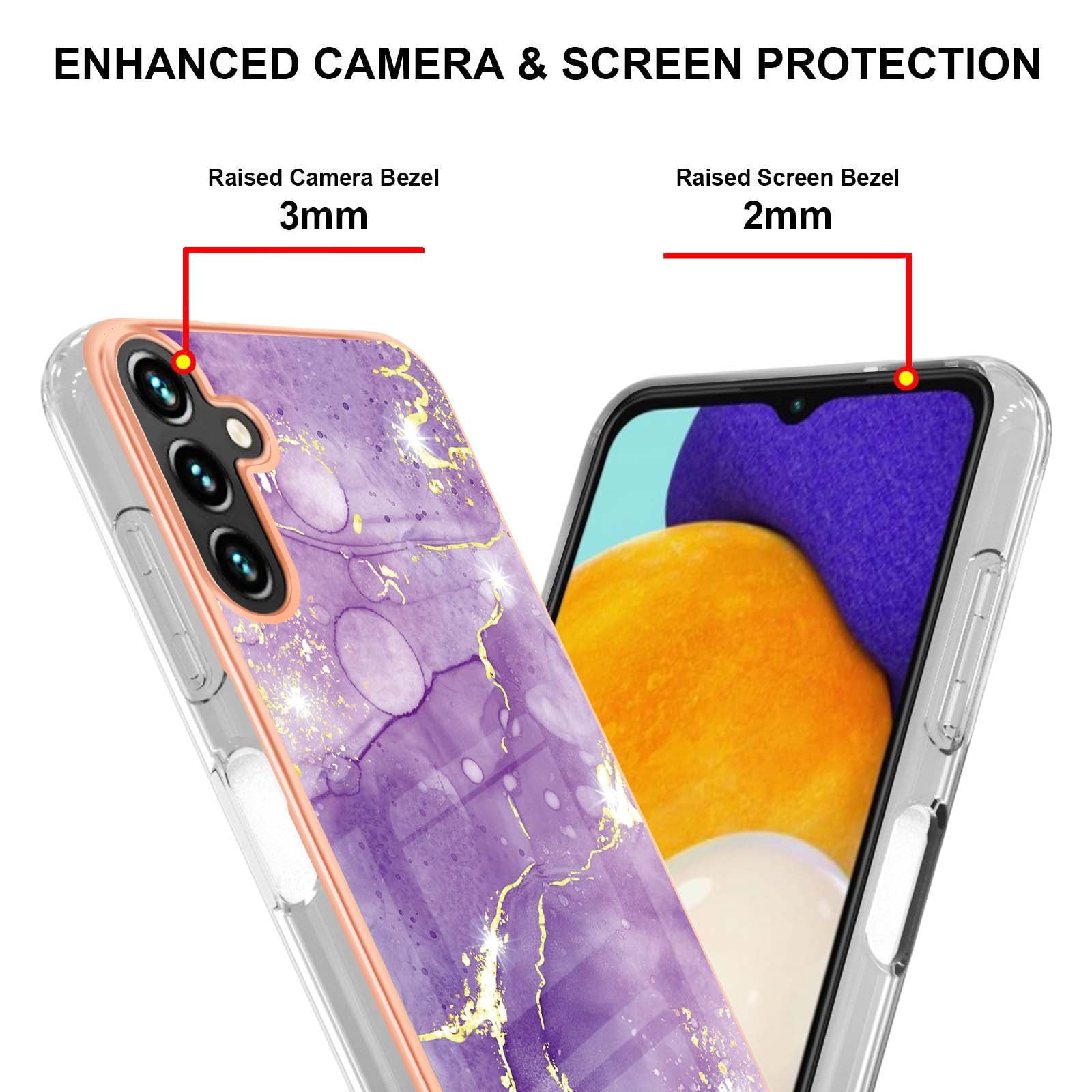 YB IMD Series-2 For Samsung Galaxy A55 5G Case Marble Pattern IMD TPU Phone Shell - Purple 002