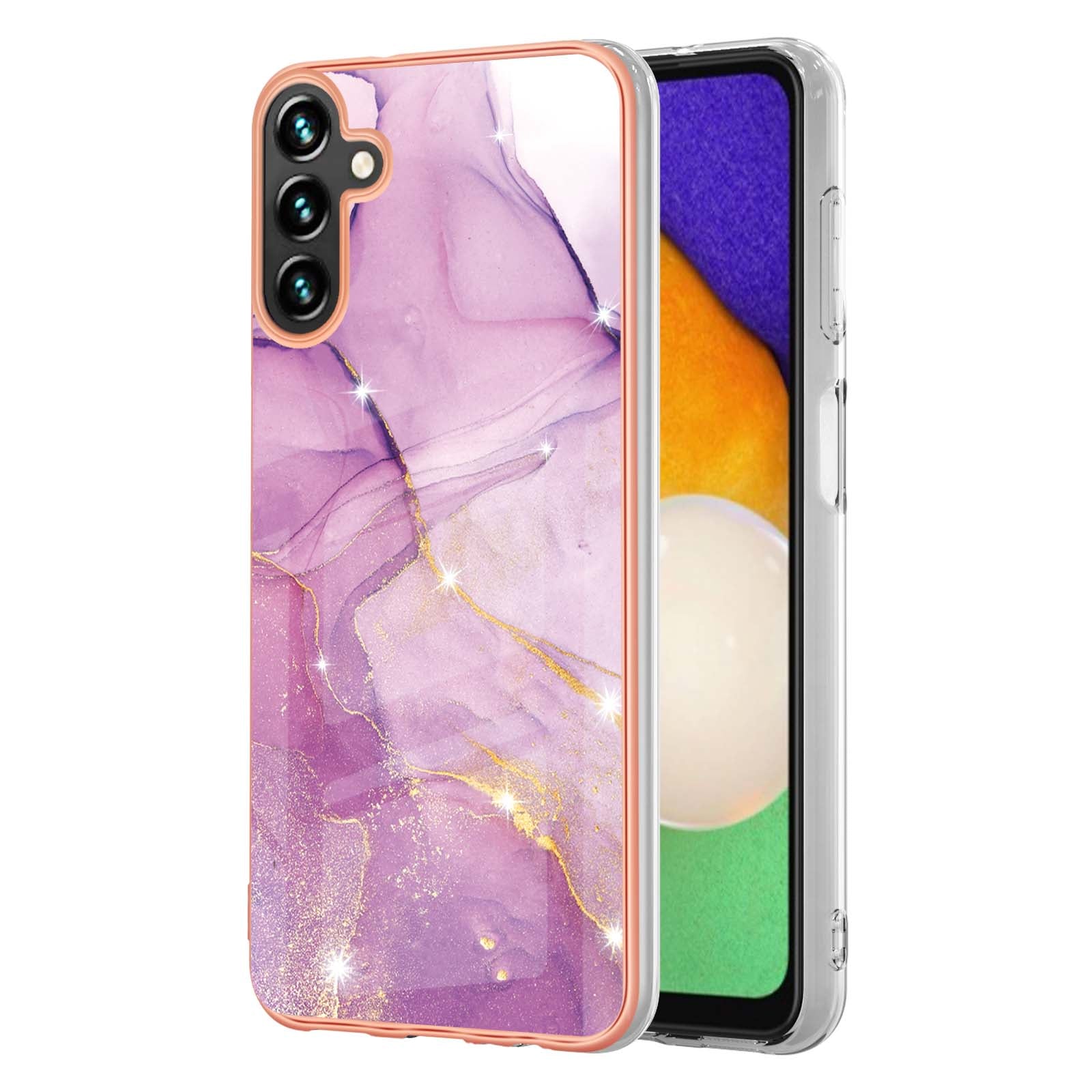 YB IMD Series-2 For Samsung Galaxy A55 5G Case Marble Pattern IMD TPU Phone Shell - Purple 001