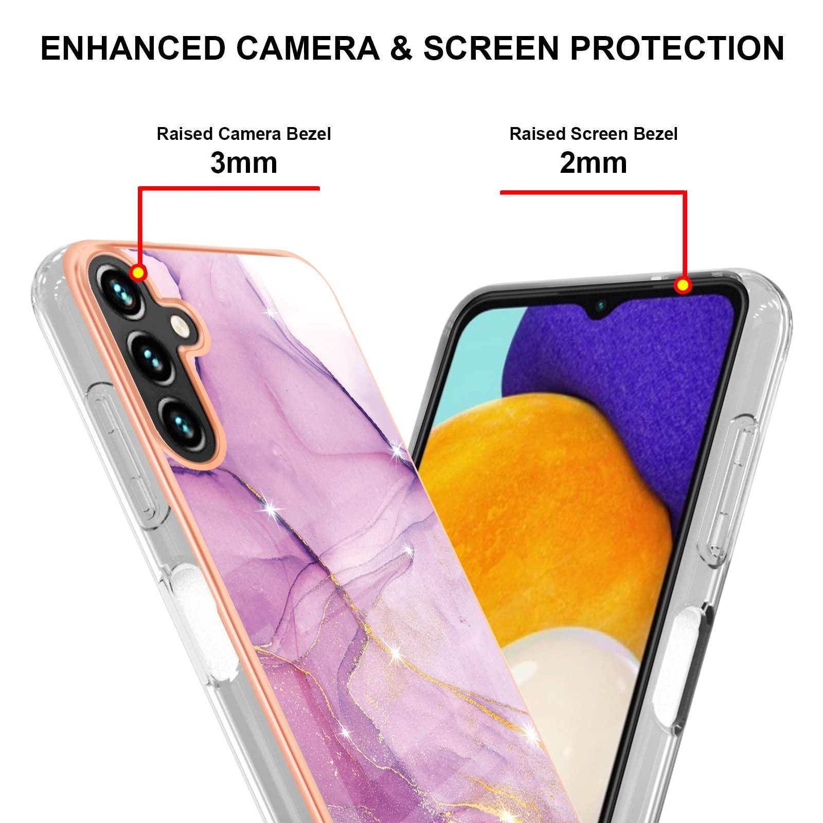 YB IMD Series-2 For Samsung Galaxy A55 5G Case Marble Pattern IMD TPU Phone Shell - Purple 001