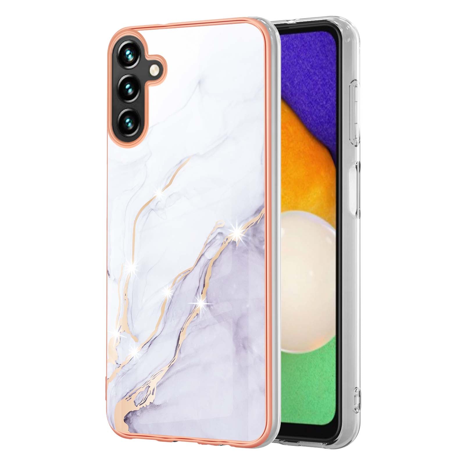 YB IMD Series-2 For Samsung Galaxy A55 5G Case Marble Pattern IMD TPU Phone Shell - White 006