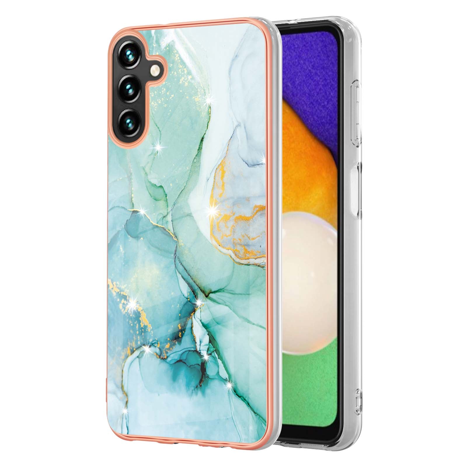 YB IMD Series-2 For Samsung Galaxy A55 5G Case Marble Pattern IMD TPU Phone Shell - Green 003