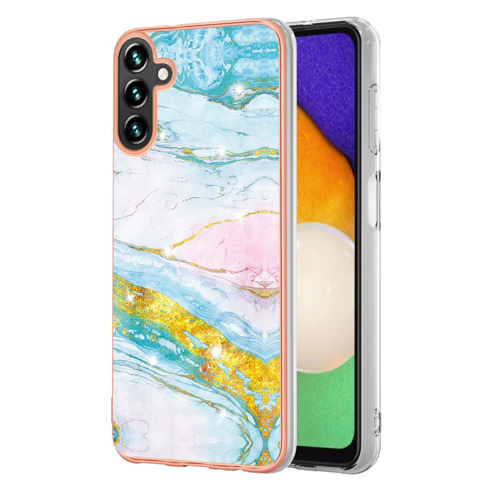 YB IMD Series-2 For Samsung Galaxy A55 5G Case Marble Pattern IMD TPU Phone Shell - Green 004