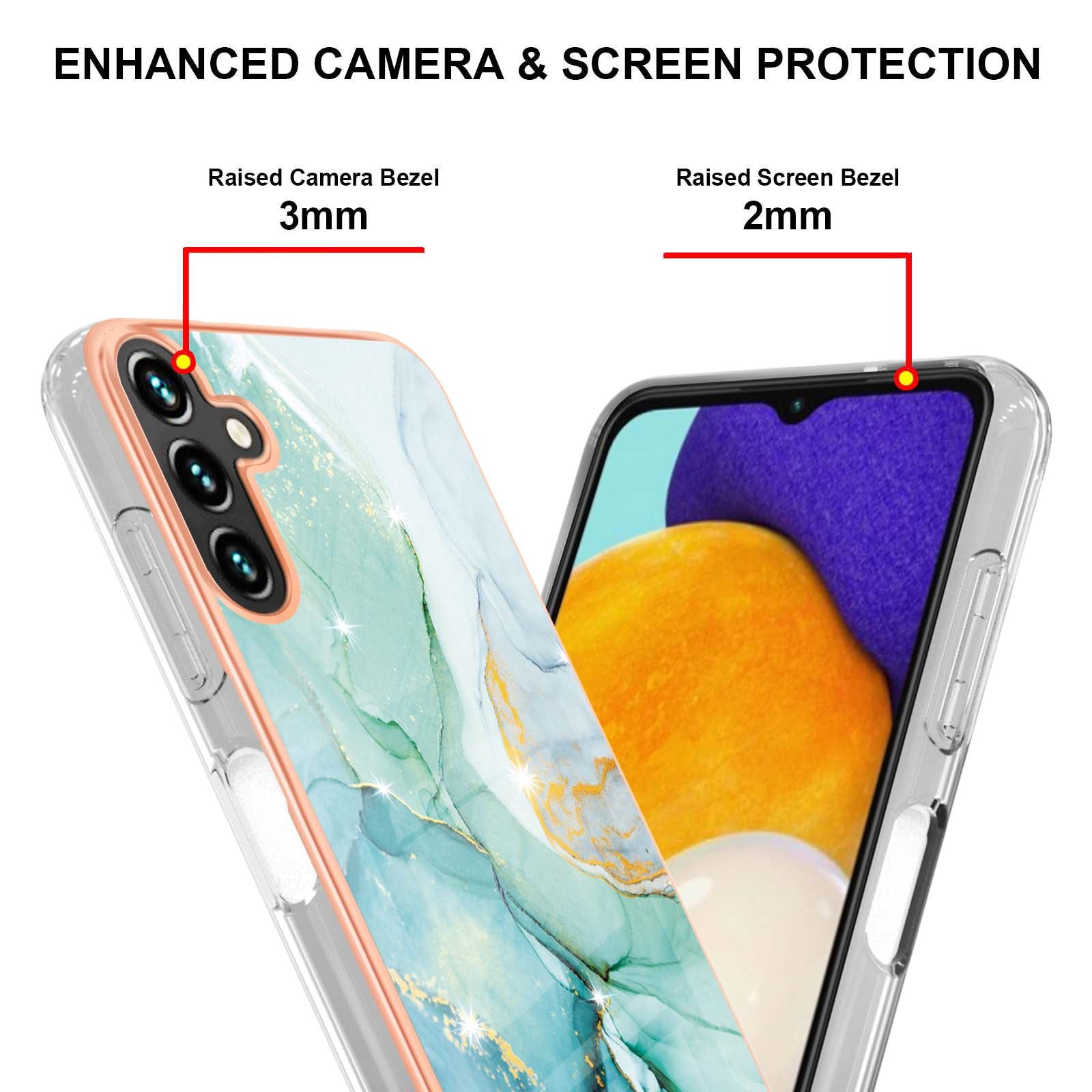 YB IMD Series-2 For Samsung Galaxy A35 5G TPU Case Marble Pattern IMD Electroplating Cover - Green 003