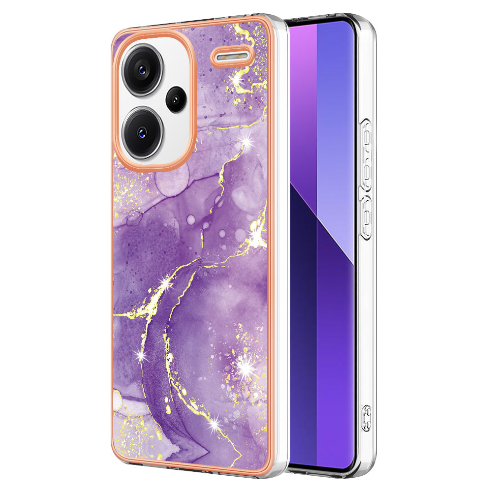 YB IMD Series-2 For Xiaomi Redmi Note 13 Pro+ 5G TPU Case Marble Pattern Shockproof Phone Cover - Purple 002