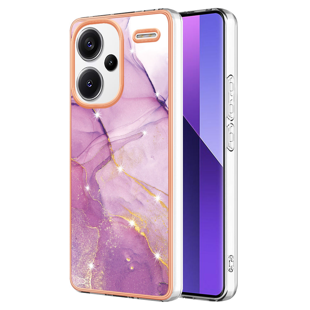 YB IMD Series-2 For Xiaomi Redmi Note 13 Pro+ 5G TPU Case Marble Pattern Shockproof Phone Cover - Purple 001