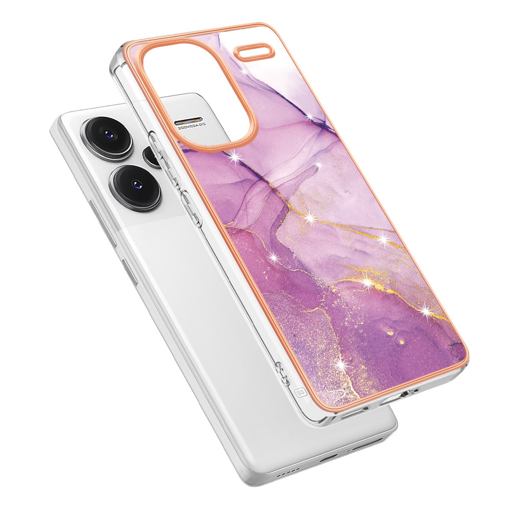 YB IMD Series-2 For Xiaomi Redmi Note 13 Pro+ 5G TPU Case Marble Pattern Shockproof Phone Cover - Purple 001