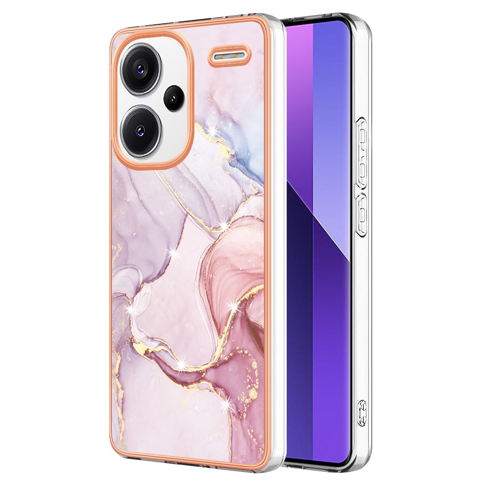 YB IMD Series-2 For Xiaomi Redmi Note 13 Pro+ 5G TPU Case Marble Pattern Shockproof Phone Cover - Rose Gold 005