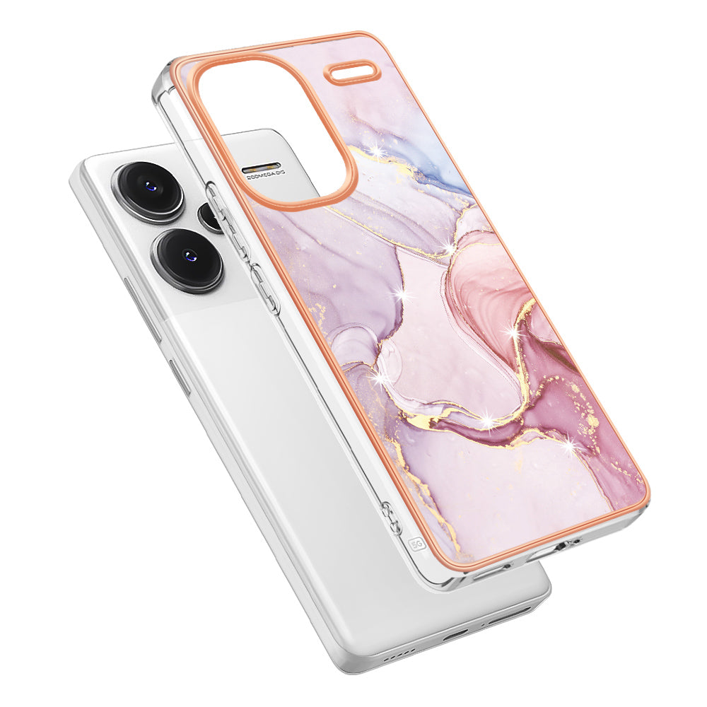 YB IMD Series-2 For Xiaomi Redmi Note 13 Pro+ 5G TPU Case Marble Pattern Shockproof Phone Cover - Rose Gold 005