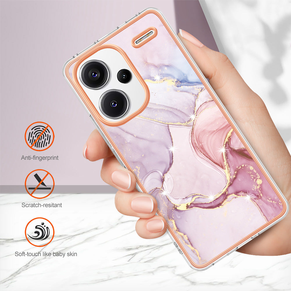 YB IMD Series-2 For Xiaomi Redmi Note 13 Pro+ 5G TPU Case Marble Pattern Shockproof Phone Cover - Rose Gold 005