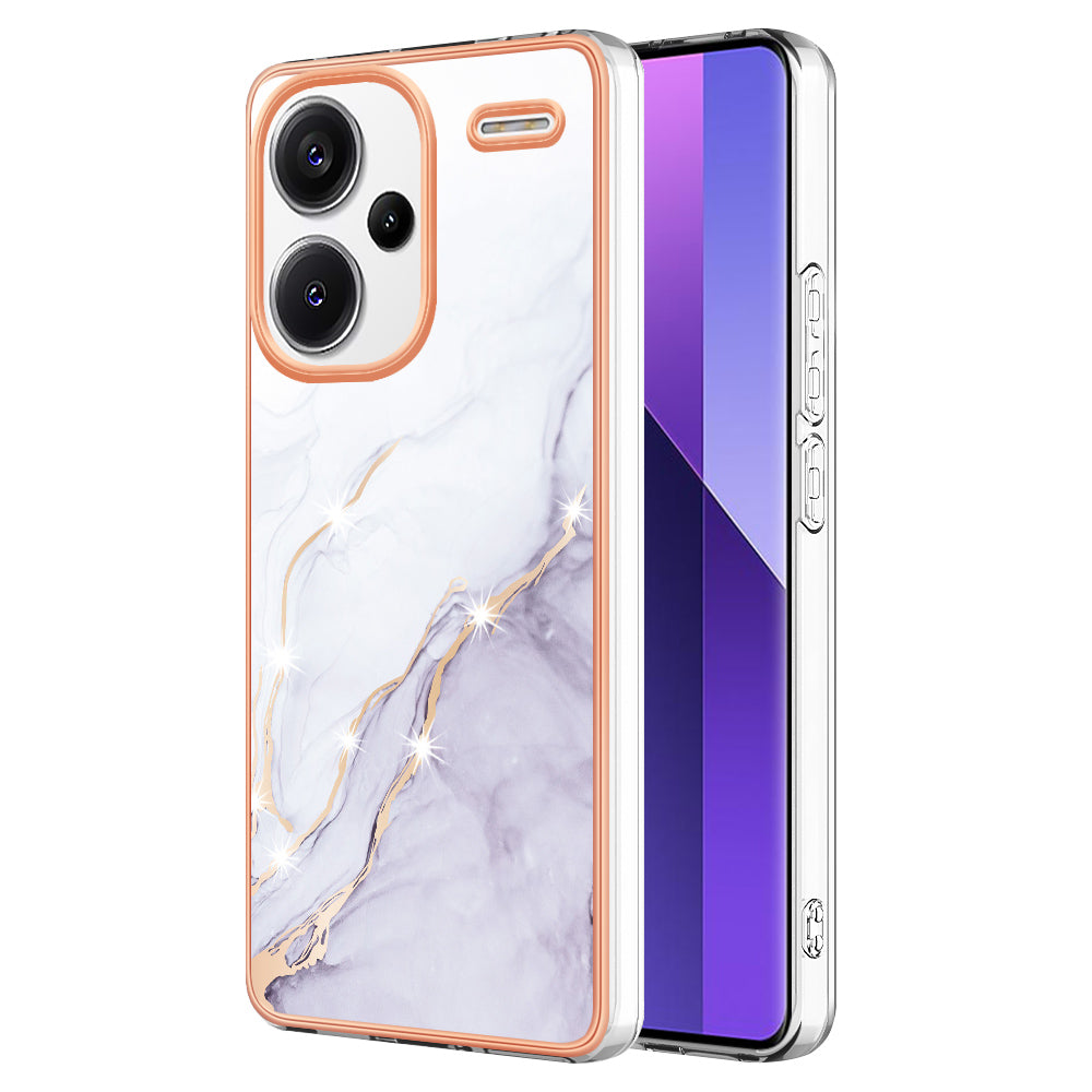 YB IMD Series-2 For Xiaomi Redmi Note 13 Pro+ 5G TPU Case Marble Pattern Shockproof Phone Cover - White 006