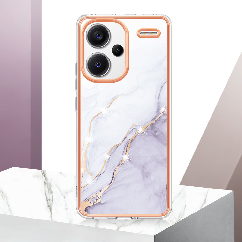 YB IMD Series-2 For Xiaomi Redmi Note 13 Pro+ 5G TPU Case Marble Pattern Shockproof Phone Cover - White 006