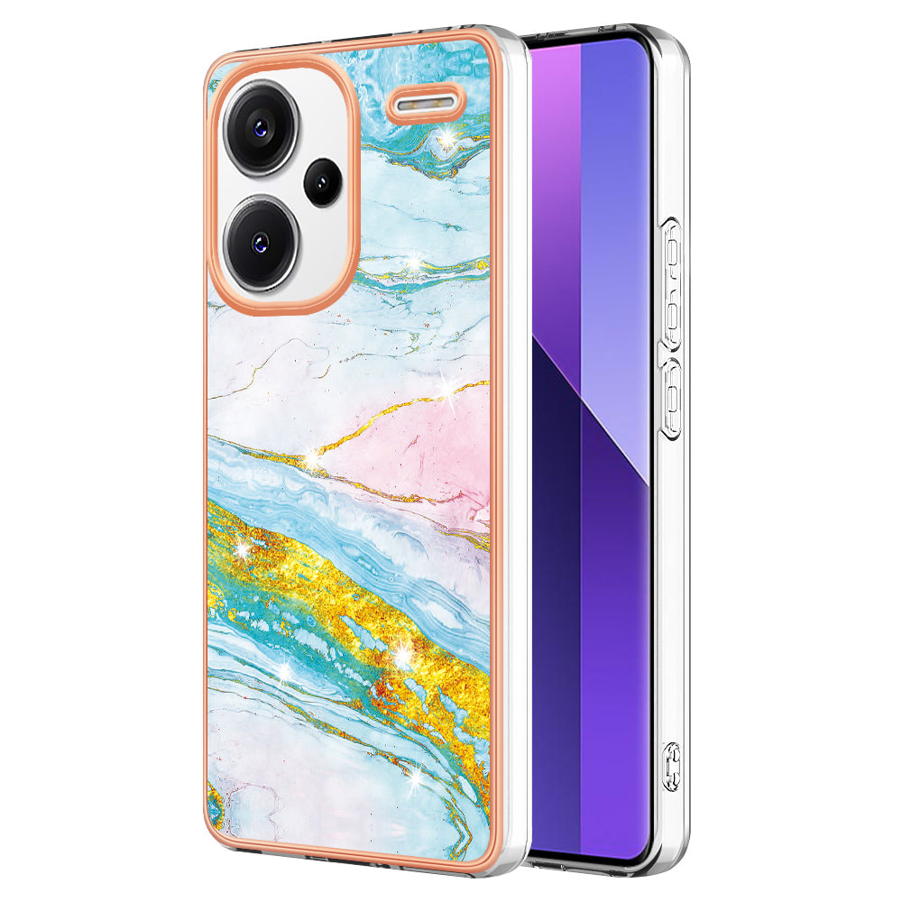 YB IMD Series-2 For Xiaomi Redmi Note 13 Pro+ 5G TPU Case Marble Pattern Shockproof Phone Cover - Green 004