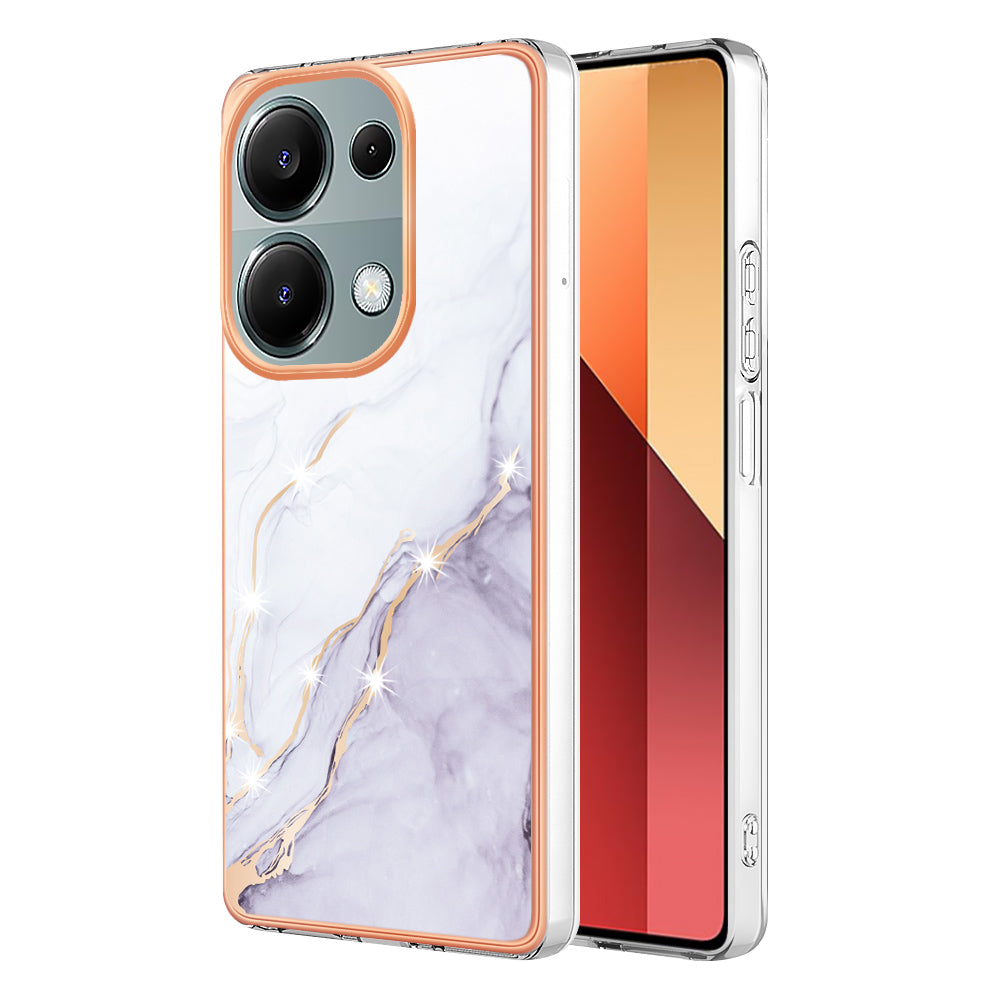 YB IMD Series-2 For Xiaomi Redmi Note 13 Pro 4G / Poco M6 Pro 4G Phone Case Marble Pattern Protective TPU Cover - White 006